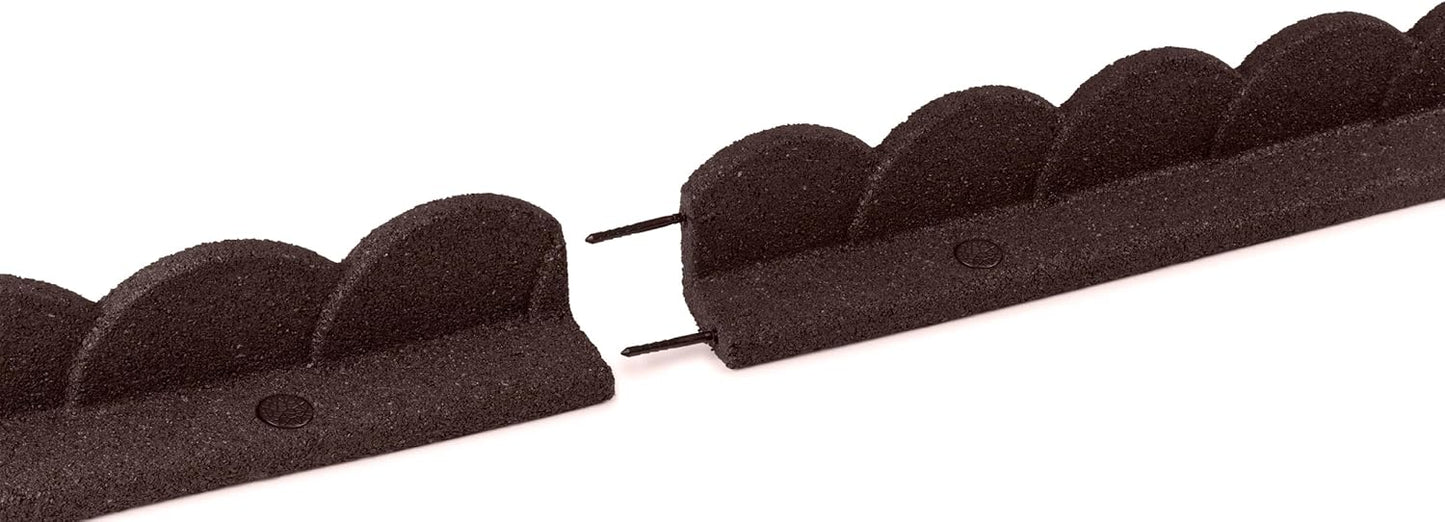 Playsafer L Shaped Flexible Rubber Scalloped Edger for Lawns Landscaping and Playground | Easy No Dig Installation| 4' Long (4, Brown)