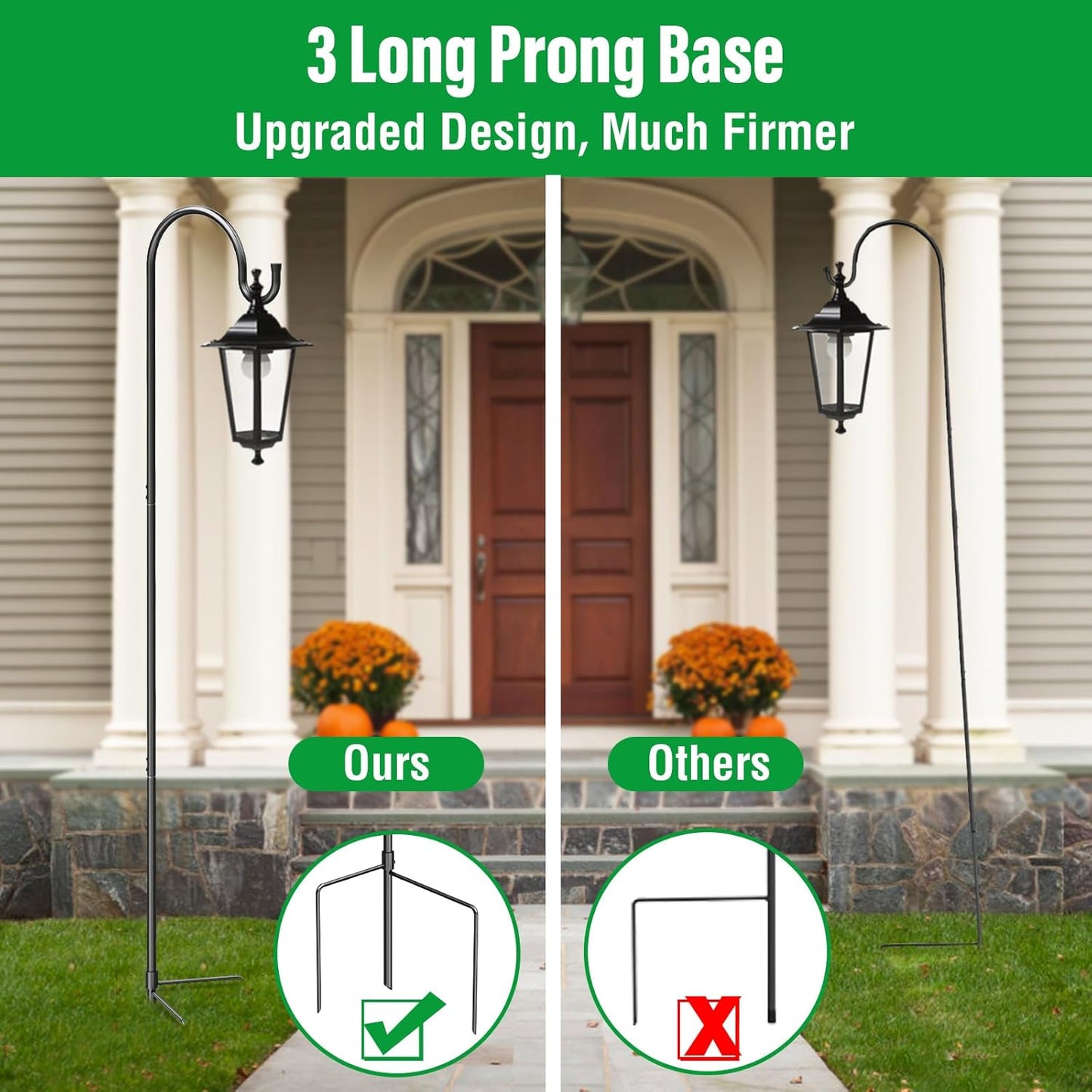 GOFORWILD Shepherd Hook 4 Pack Adjustable, 49 inches Tall, Made of Premium Metal for Garden Decor, Plant Hanger, Lantern Hook, Solar Light Hanging, 7014