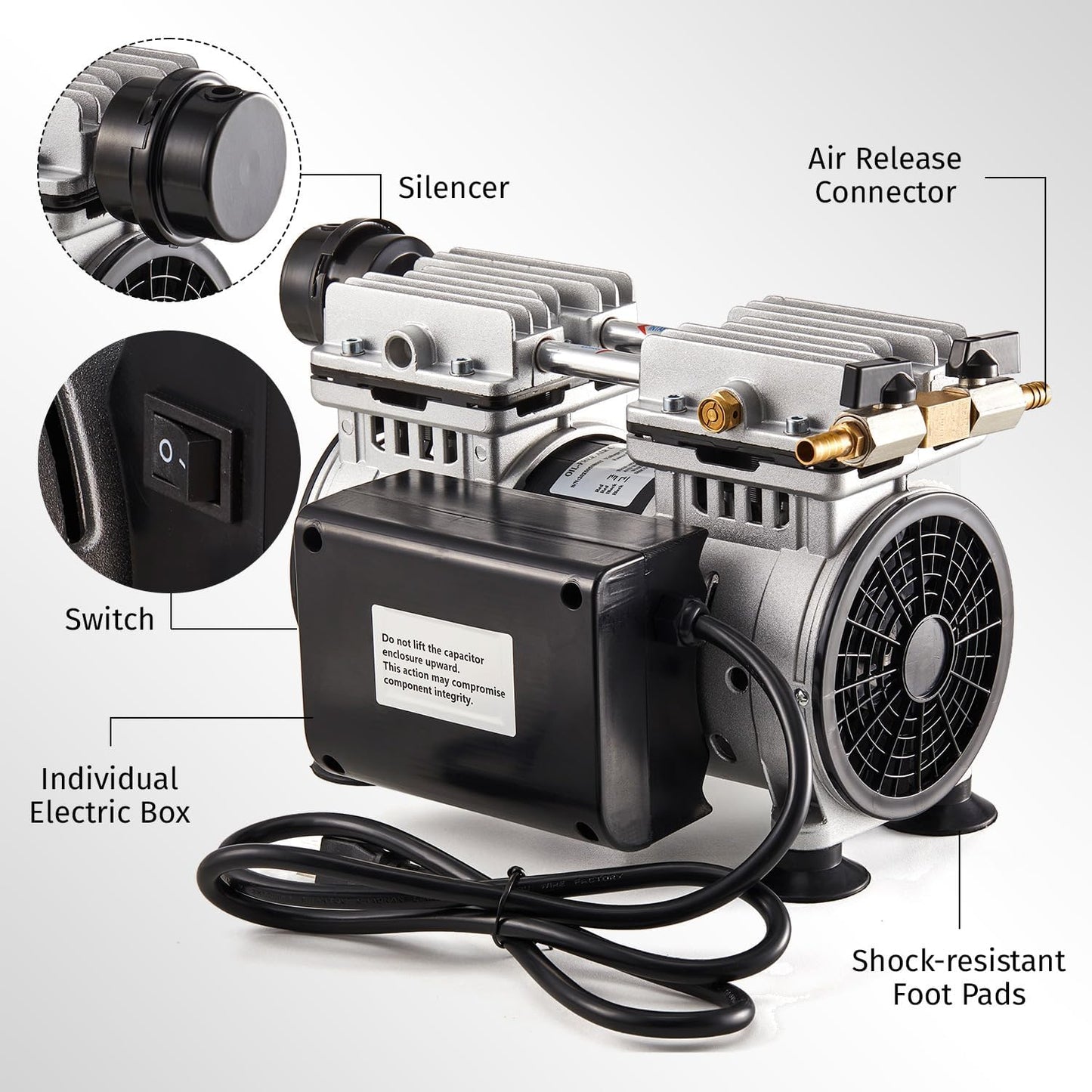 Pond & Lake Aeration System,Pond Aerator Pump,550W Power 5.2CFM for Up to 3 Acre with Timer,3/4 HP Compressor (1 hose, 1)