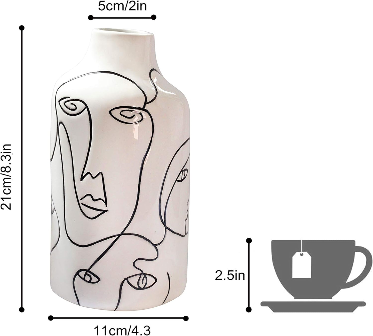 Kimdio Ceramic Vase Set, 2pcs White Abstract Irregular Design Flower Vases, Modern Home Decor Living Room Decor Minimalist Decorative Vase for Pampas Grass