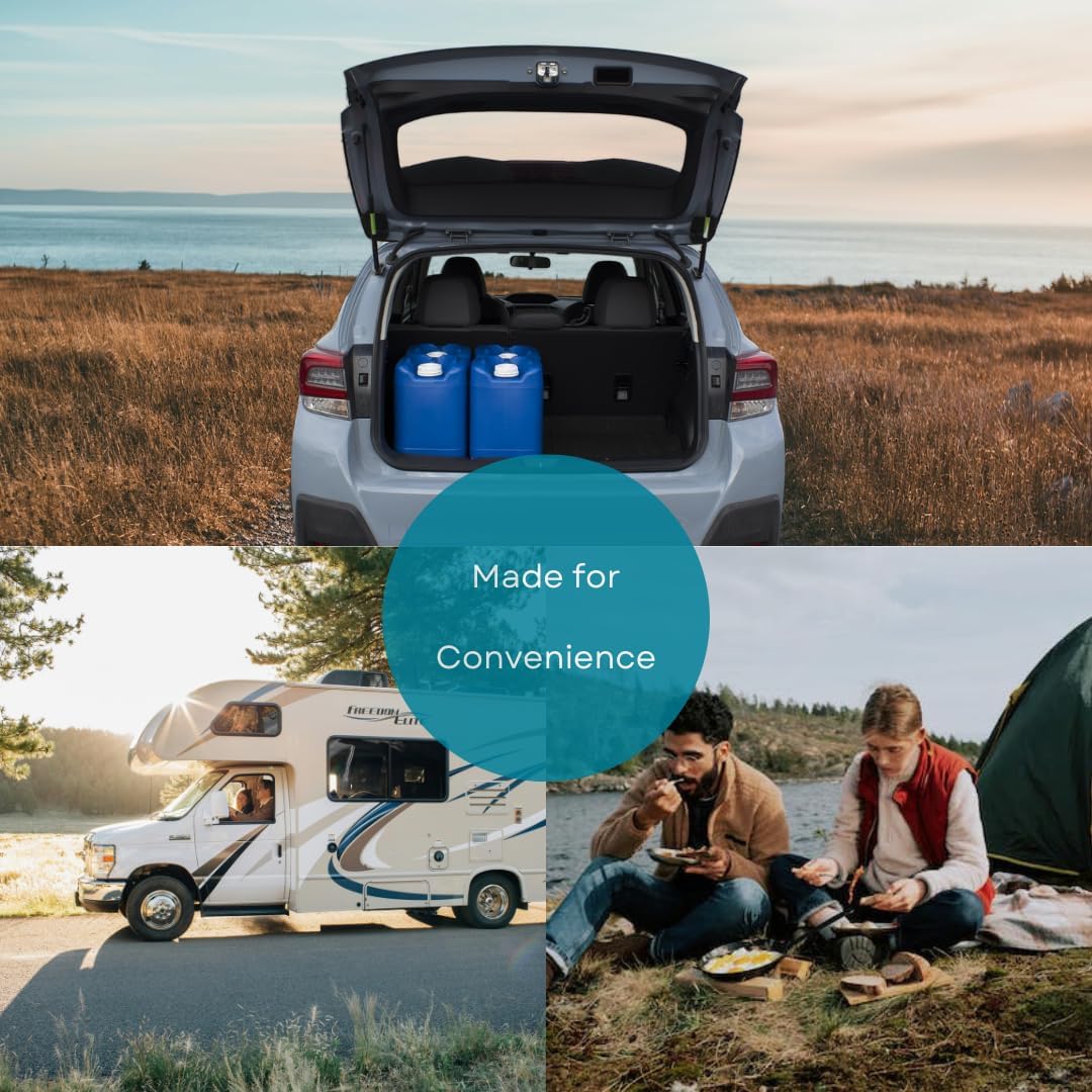 5-Gallon Stackable Water Storage Containers, w/Lids + Spigot, Easy Fill, Survial Supply, Emergency Water Storage for Camping and Disaster Preparedness, RV, Camping, 20 Gallon