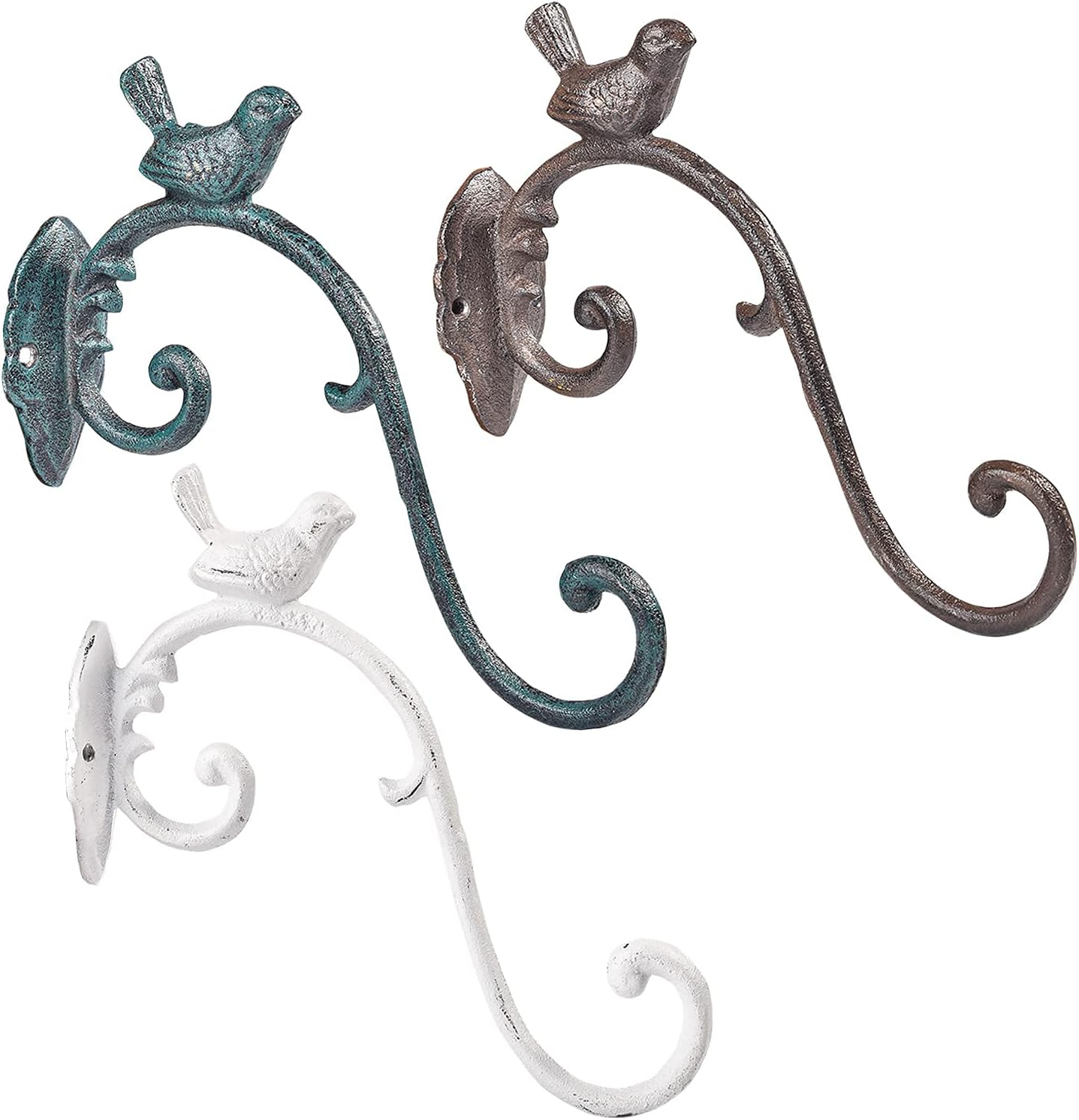 Sungmor Cast Iron Wall Hanging Plant Bracket, 2 Pack 10 Inch Decorative Plant Hanger, Lovely Bird Metal Plant Hooks for Hanging Planters Lanterns Bird Feeders Wind Chimes