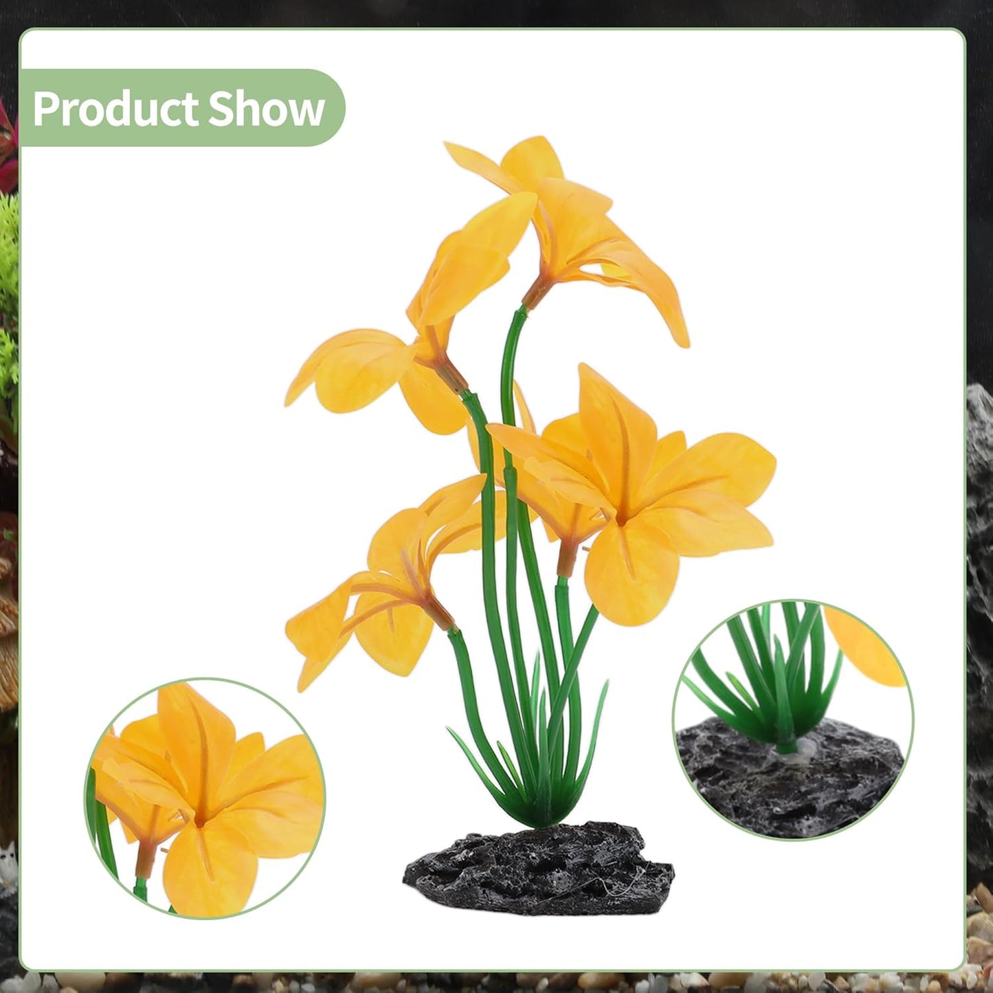 Aquarium Plastic Plants, Reptile Plant Decoration, Aquatic Plant Resin Decor, Betta Fish Tank Realistic Plants for Aquarium, 7.28" Height, Yellow