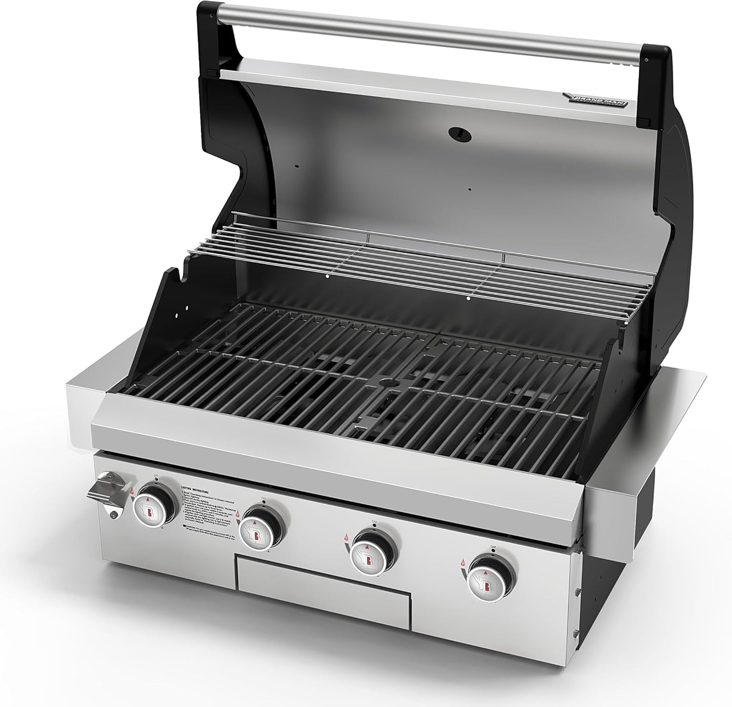 Brand-Man Gas Grill Built-In Head, 30-Inch 4-Burner Propane Grill, Natural Gas Convertible, Heavy Duty 304 Stainless Steel 40,000BTUs BBQ Island Outdoor Kitchen