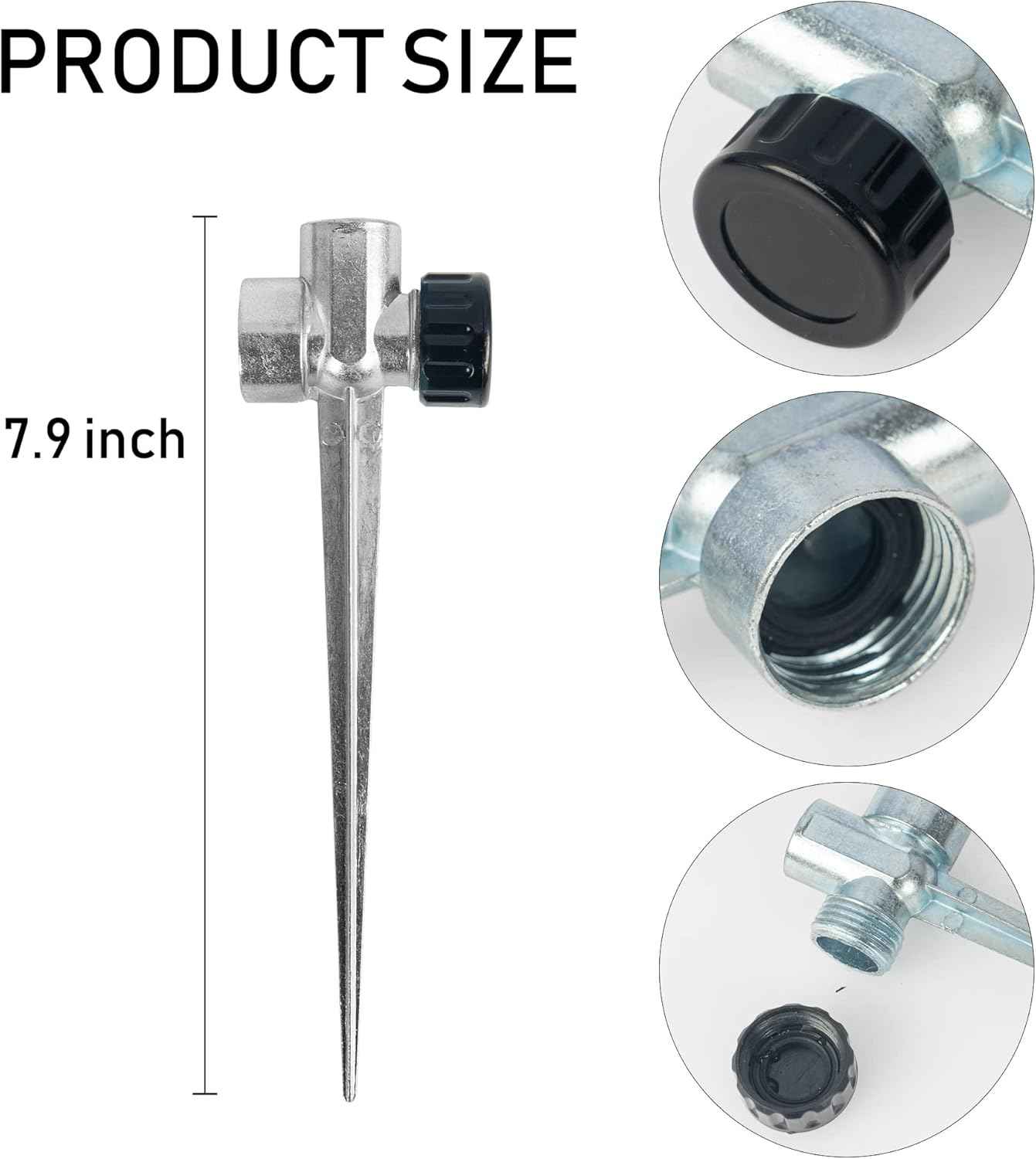 Hourleey 4 Pack 1/2 inch Zinc Alloy Lawn Sprinkler Spike Base, Water Flow Thru Sprinkler for Yard, Lawn, Garden and Grass Irrigation
