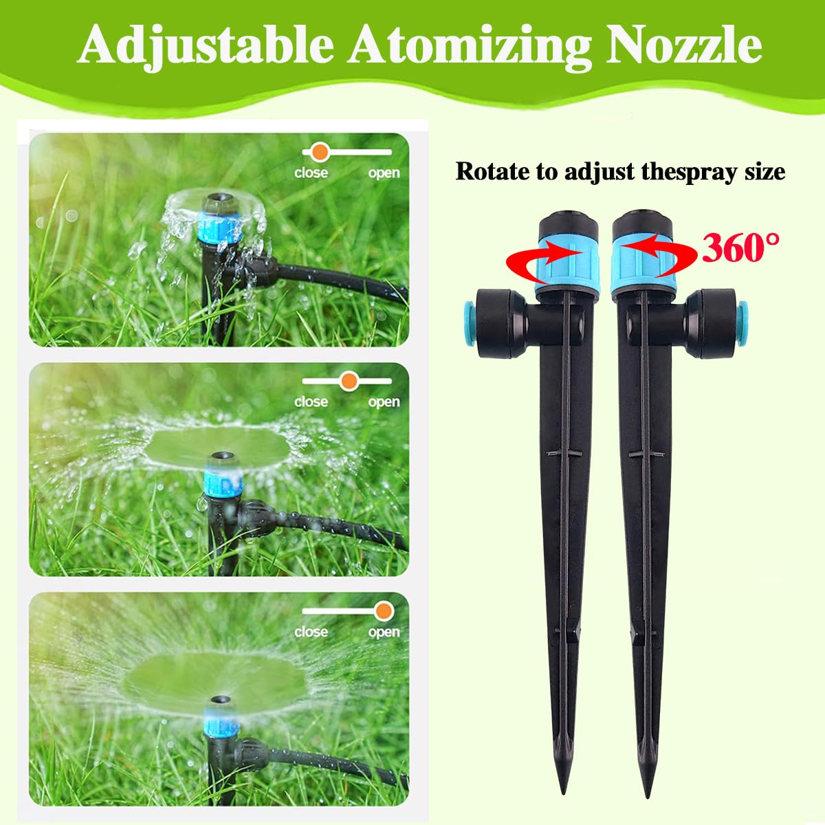 98FT Drip Irrigation System Kit,Quick Installation and Disassembly,with Y-Type Distribution Water Separator,Atomization and Drip Irrigation Nozzles,Flowerpot Garden Plant Yard Watering System.