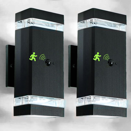 Motion Sensor Outdoor Wall Lights, Dusk to Dawn Exterior Light Fixtures with 3 Modes, Modern Up Down Wall Sconce, Waterproof Aluminum Porch Light for Garage, Patio, Front Door