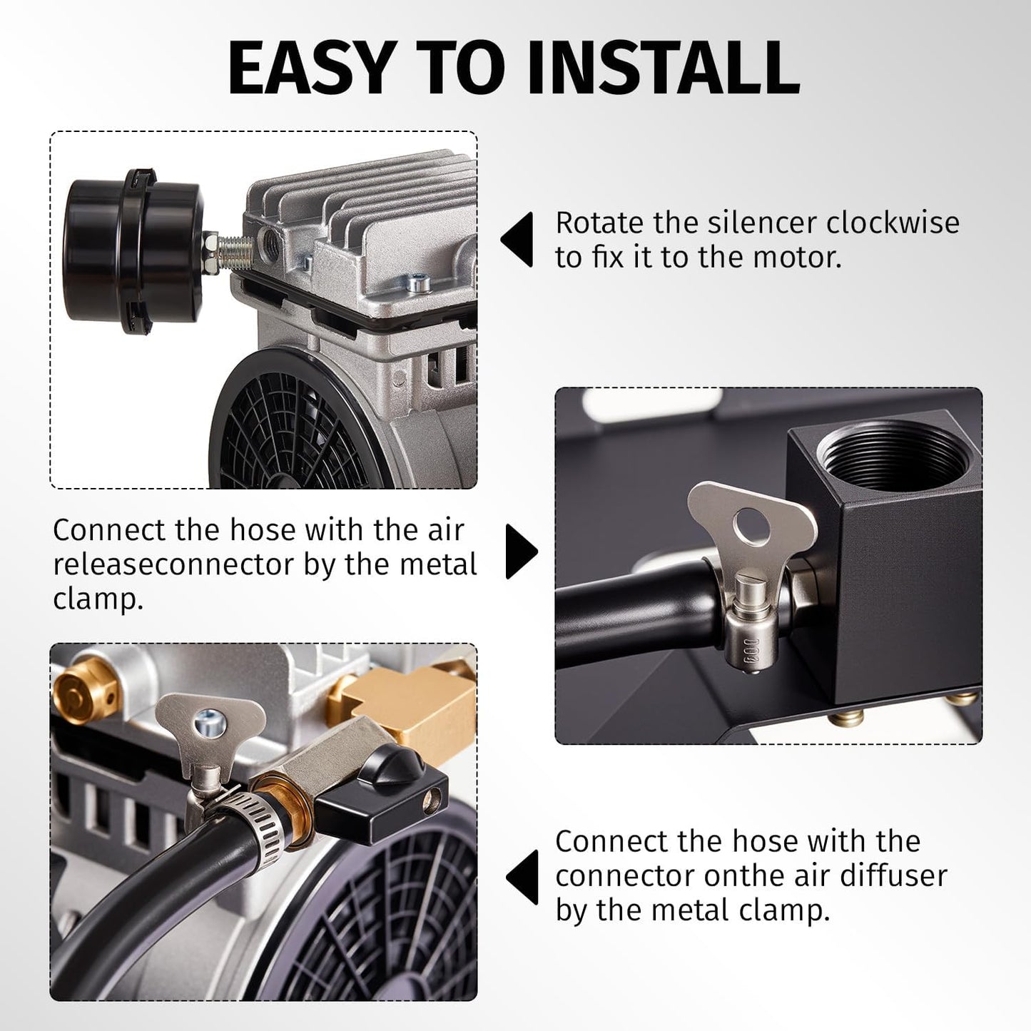 Pond & Lake Aeration System,Pond Aerator Pump,550W Power 5.2CFM for Up to 3 Acre with Timer,3/4 HP Compressor (2 Diffusers, 1)