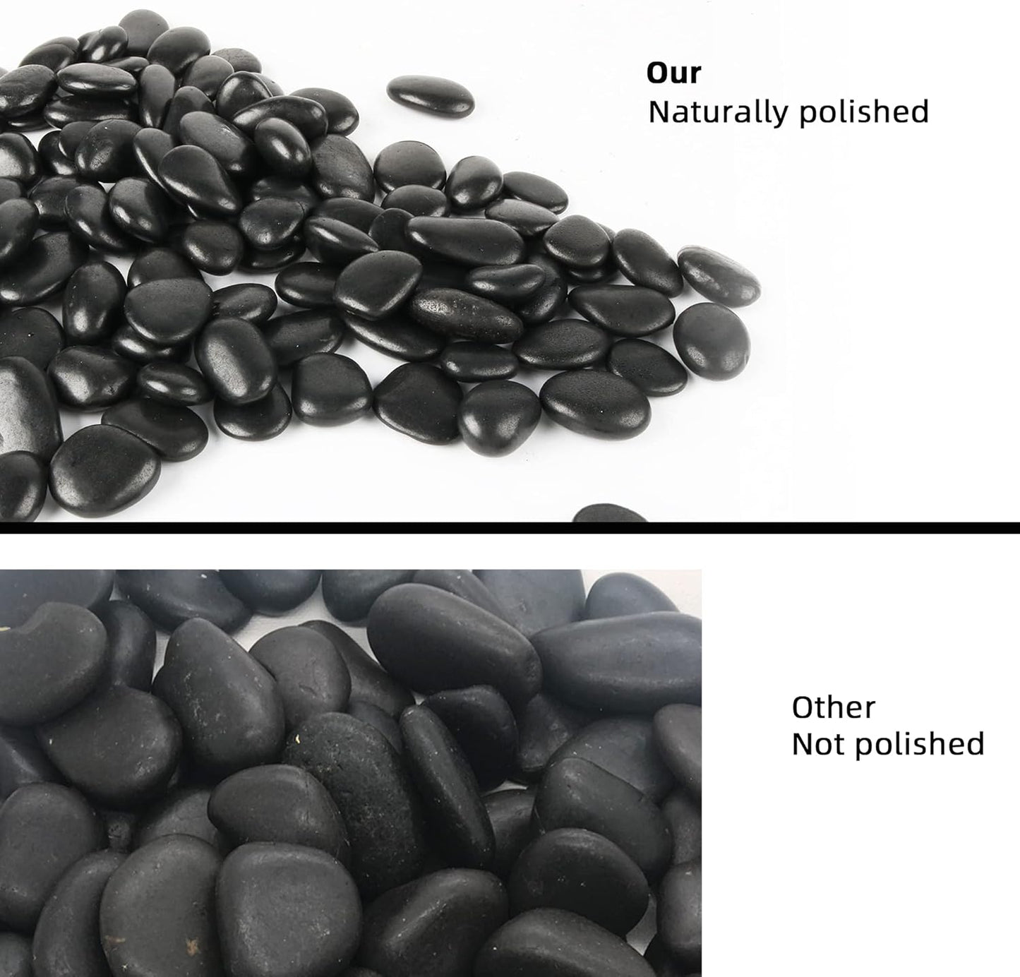 Black Pebbles for Plants 1.8lb Bulk Bag Aquarium Gravel 0.8"- 1.2" Decorative Polished Fish Tank Stone