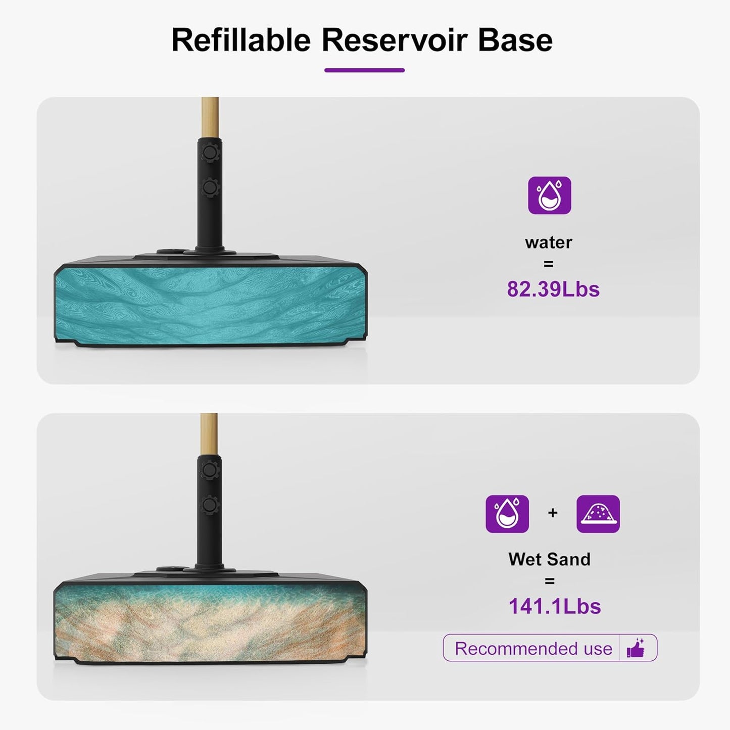 PURPLE LEAF 11 Feet Patio Umbrella with Base Outdoor Umbrella Round Market Umbrella with Crank & 8 Ribs Commercial Aluminum Table Umbrella for Outdoor Garden, Taupe