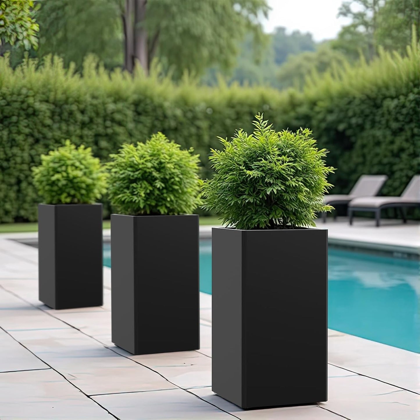 28" Extra Tall Galvanized Steel Planter, 14x14 Inch Large Metal Planter Box for Indoor & Outdoor Plants, with Drainage Holes & Internal Divider, Heavy Duty Flower Pot for Patio or Garden, DIY Assembly