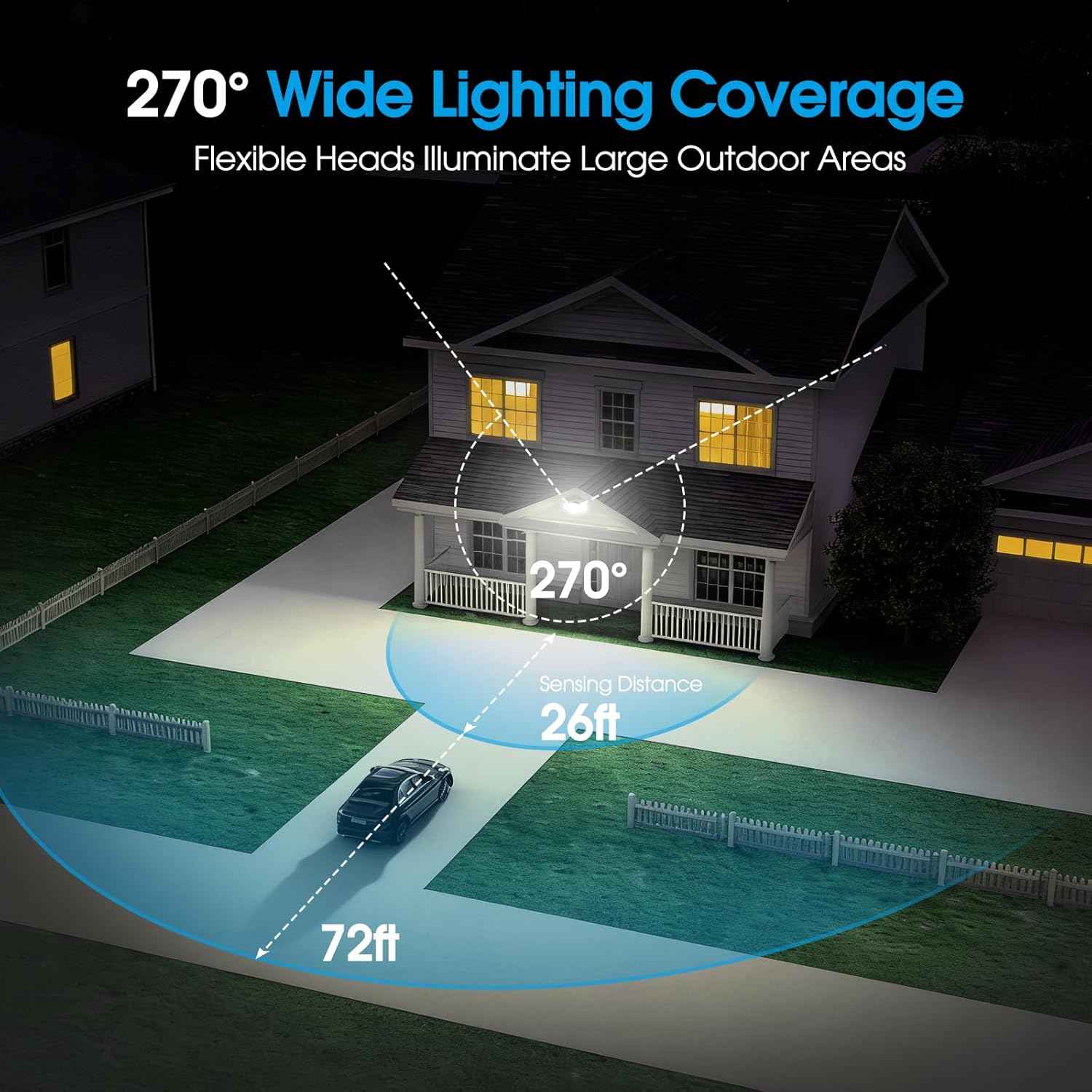Motion Sensor Outdoor Light Hardwired, 45W 7500LM Security Flood Lights Motion Detector Dusk to Dawn Light, IP65 Waterproof, 220 LEDs Floodlight with Remote Control for Garage, Yard, Porch