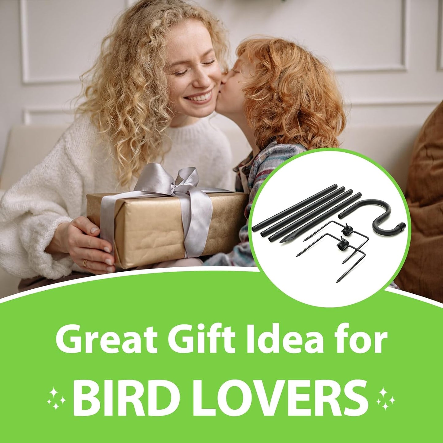 Bird Feeder Pole, 62" Shepherds Hooks for Outdoor, Hummingbird Feeders Stand Heavy Duty with Stable 5-Prong Base, Hanging Plant Shepherd Hook Hanger Stick for Outside Garden Yard Wedding