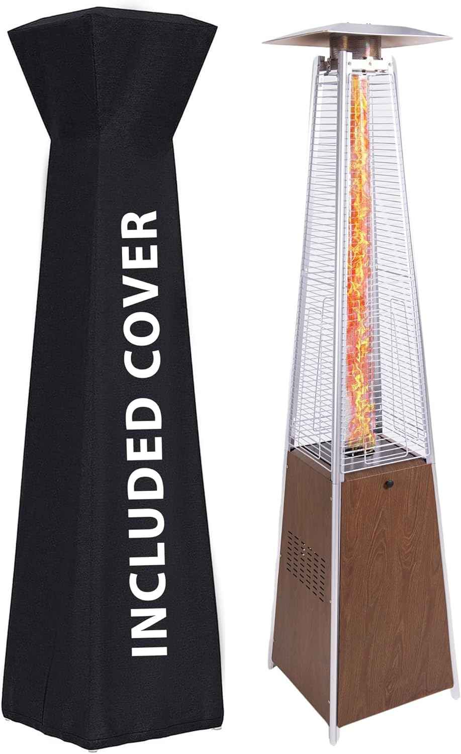 Pyramid outdoor heater, 48000 BTU Propane Patio Heater with Detachable Wheels and Protective Cover, Outdoor Propane Heaters for Patio(BN)