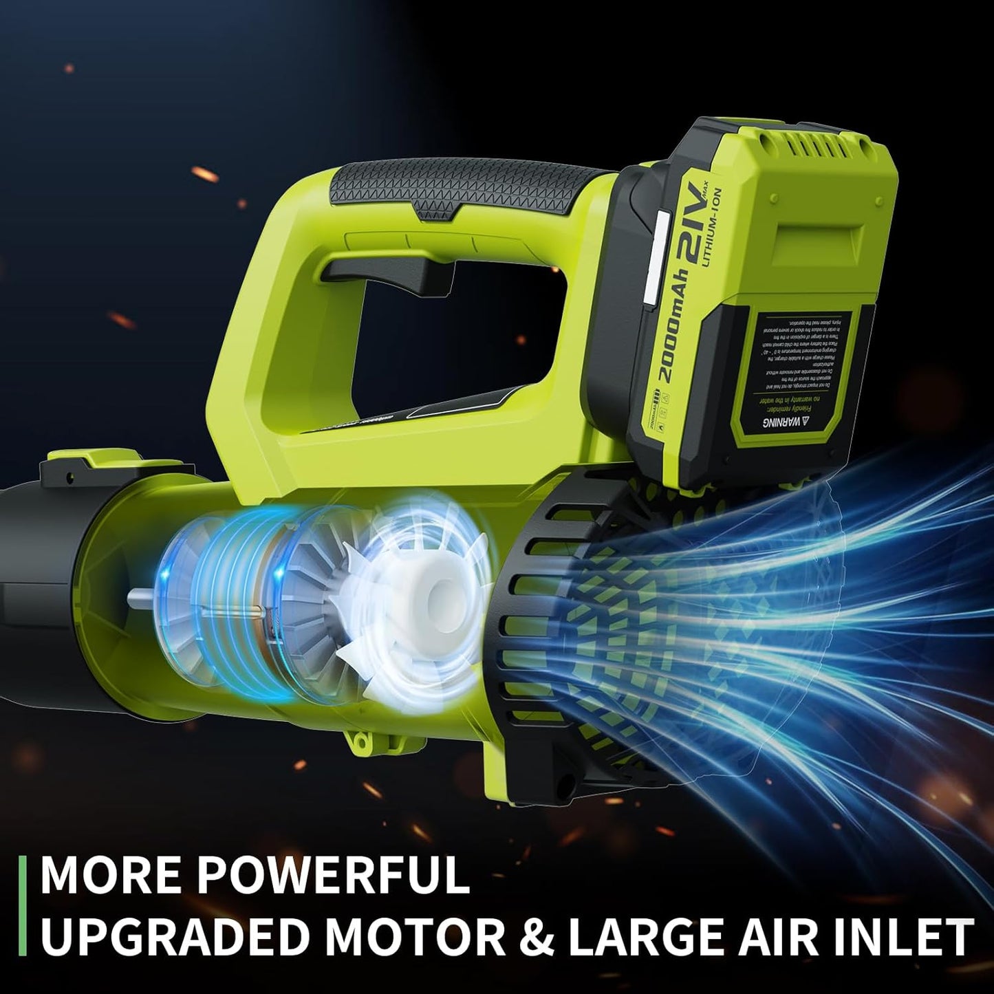 LEAPUL Leaf Blower Cordless, 21V Electric Leaf Blower with 2×2.0Ah Batteries & 1 Fast Charger, Lightweight Battery Powered Blower for Lawn Care, Patio Cleaning