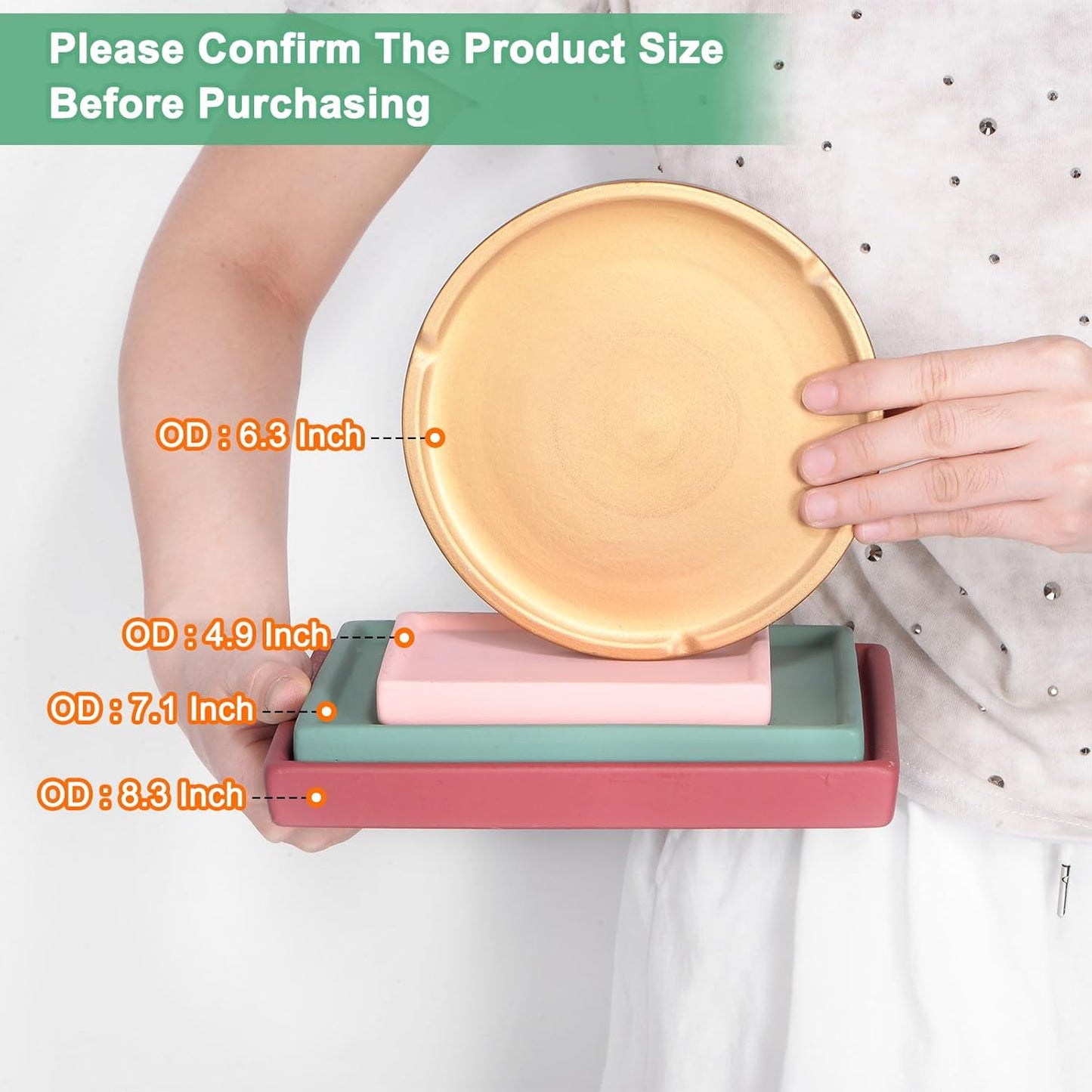 M METERXITY Ceramic Plant Saucer, 6.3 Inch Plant Water Catcher Tray, Plant Pot Saucers for Indoor/Outdoor Plants/Flower Drainage Drip Water Tray [Round Green Blue]