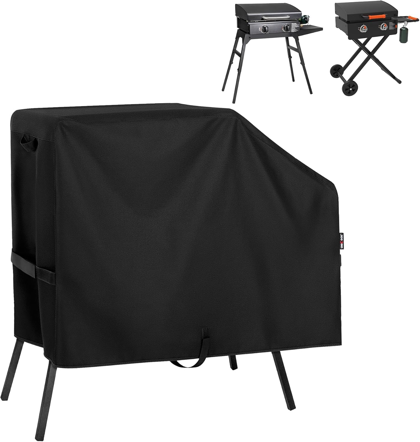 Unicook Griddle Cover for Blackstone 22 Inch and 17 Inch Griddle with Hood and Stand, Heavy Duty Waterproof Outdoor BBQ Grill Cover with Sealed Seam, Black
