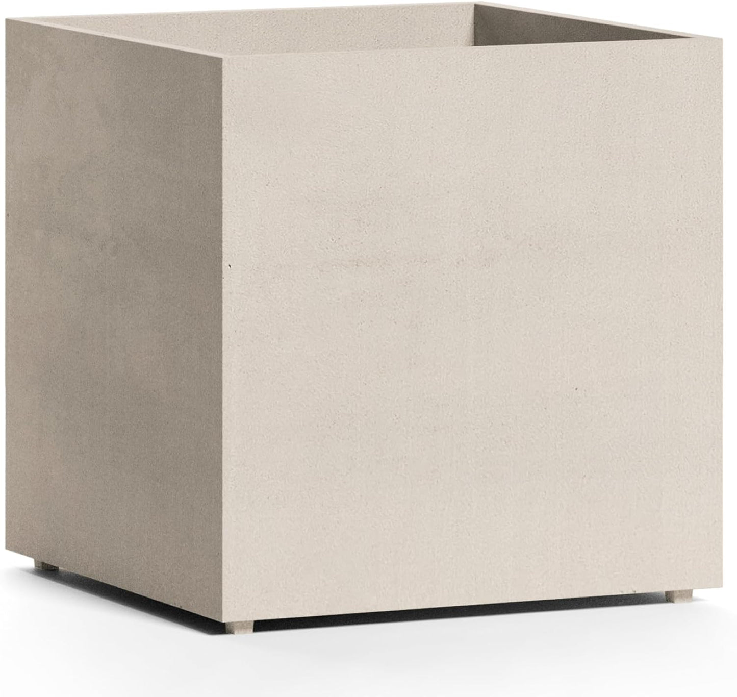 Reglito Cube Planter – Fiberglass Indoor/Outdoor and Weather-Resistant Large Planter (Sand Stone, 39.4" L x 39.4" W x 40" H)