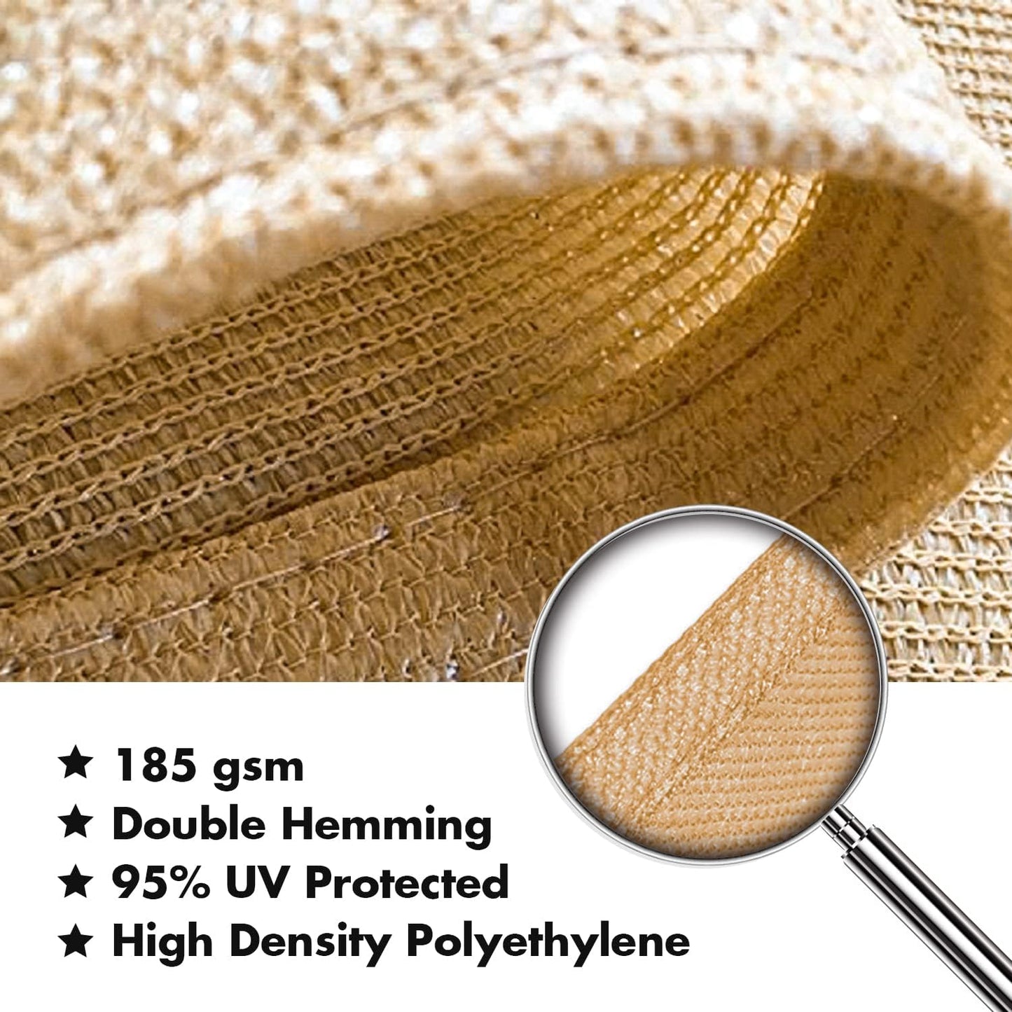 KANAGAWA 18'X18' Sand Custom Size Sun Shade Sail Square UV Block Canopy Cover for Patio Backyard Lawn Garden Outdoor (Customized Available)