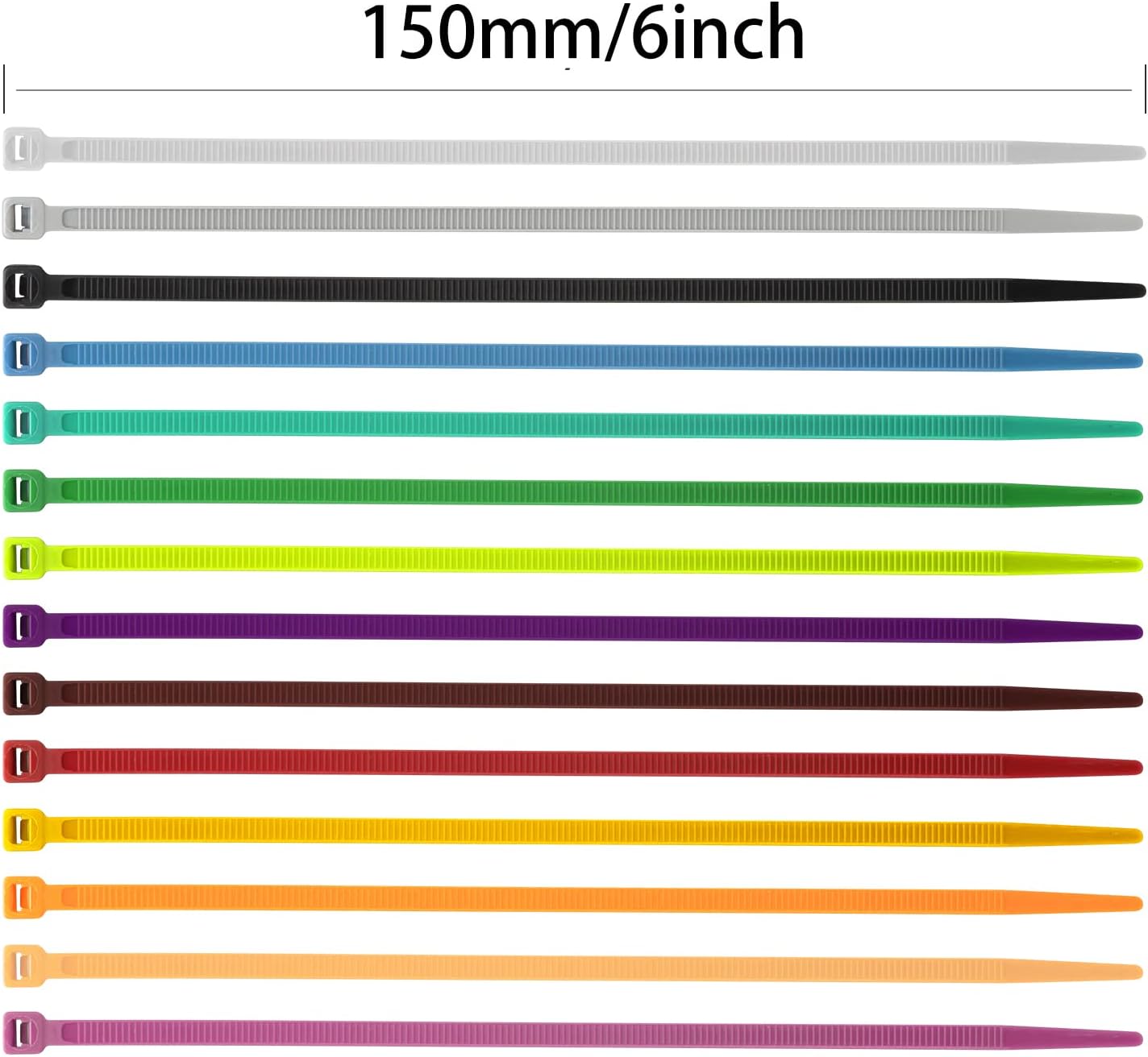 XINGO 100PCS Cable Zip Ties Heavy Duty, Premium Nylon Plastic Wire Ties with 50 Pounds Tensile Strength, Self-Locking Black Nylon Zip Ties for Indoor and Outdoor (6 inch, Gold)