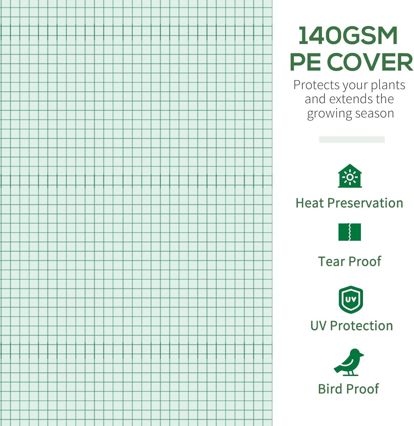 Ultimate Complete Greenhouse Kit, 13x10 Foot Walk-in Tunnel with Galvanized Steel Hoops, Includes 2 Zippered Mesh Doors & 10 Windows, Easy Assembly Green House