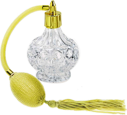 H&D HYALINE & DORA H&D Charming Clear Checked Carved Glass Empty Refillable Perfume Bottle with Spray Atomizer