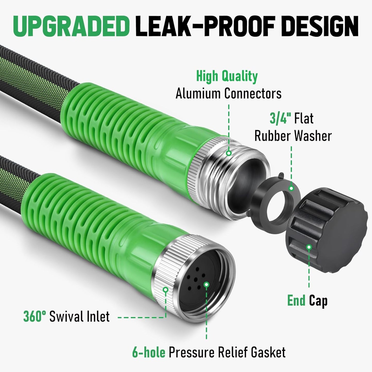 Flat Soaker Hose 50FT for Garden and Lawns, 80% Water-Saving Drip Irrigation Hose with Anodized Aluminum Ends, Flexible Leakproof Double Layer Gardening Hoses ﻿