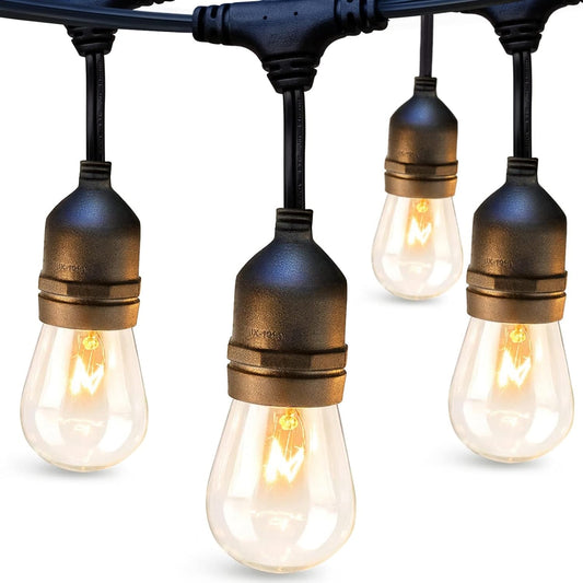 addlon 72FT(36FT*2) Outdoor String Lights Commercial Grade Weatherproof Strand, 30 Edison Vintage Bulbs, 24 Hanging Sockets and 6 Spare Bulbs, ETL Listed Decorative Cafe Patio Lights for Bistro