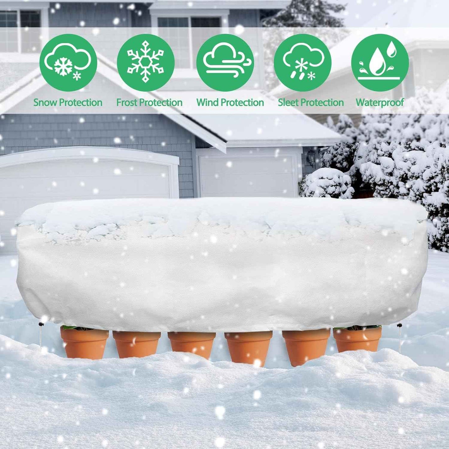 Plant Covers Freeze Protection, 2 Pack 4.1 x 2 x 1.6 ft Rectangular Raised Garden Bed Cover with Drawstring, 2.47oz/yd² Large Garden Box Frost Blankets Reusable Frost Cloth for Winter Outdoor Plants