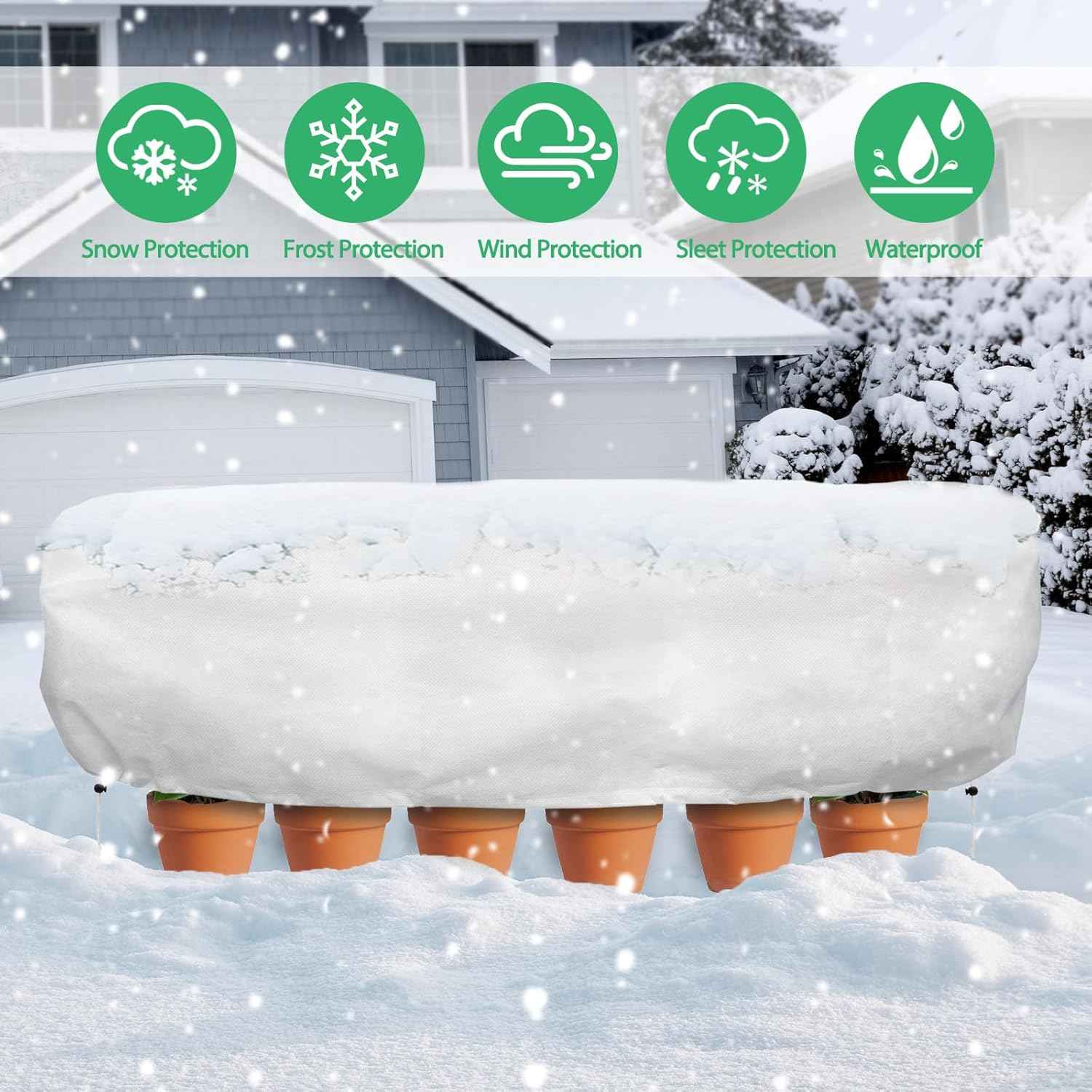 Plant Covers Freeze Protection, 2 Pack 4.1 x 2 x 1.6 ft Rectangular Raised Garden Bed Cover with Drawstring, 2.47oz/yd² Large Garden Box Frost Blankets Reusable Frost Cloth for Winter Outdoor Plants