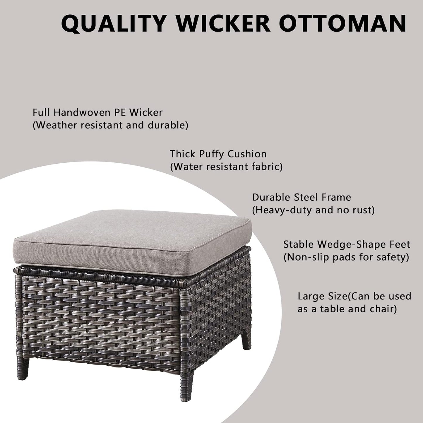 Outdoor Wicker Patio Furniture Set - 6 Piece Rattan Patio Conversation Set with 2 Rocking Swivel Chairs,2 Ottomans,1 Loveseat and 1 Side Table for Porch Deck Backyard Garden(Mixed Grey/Grey)