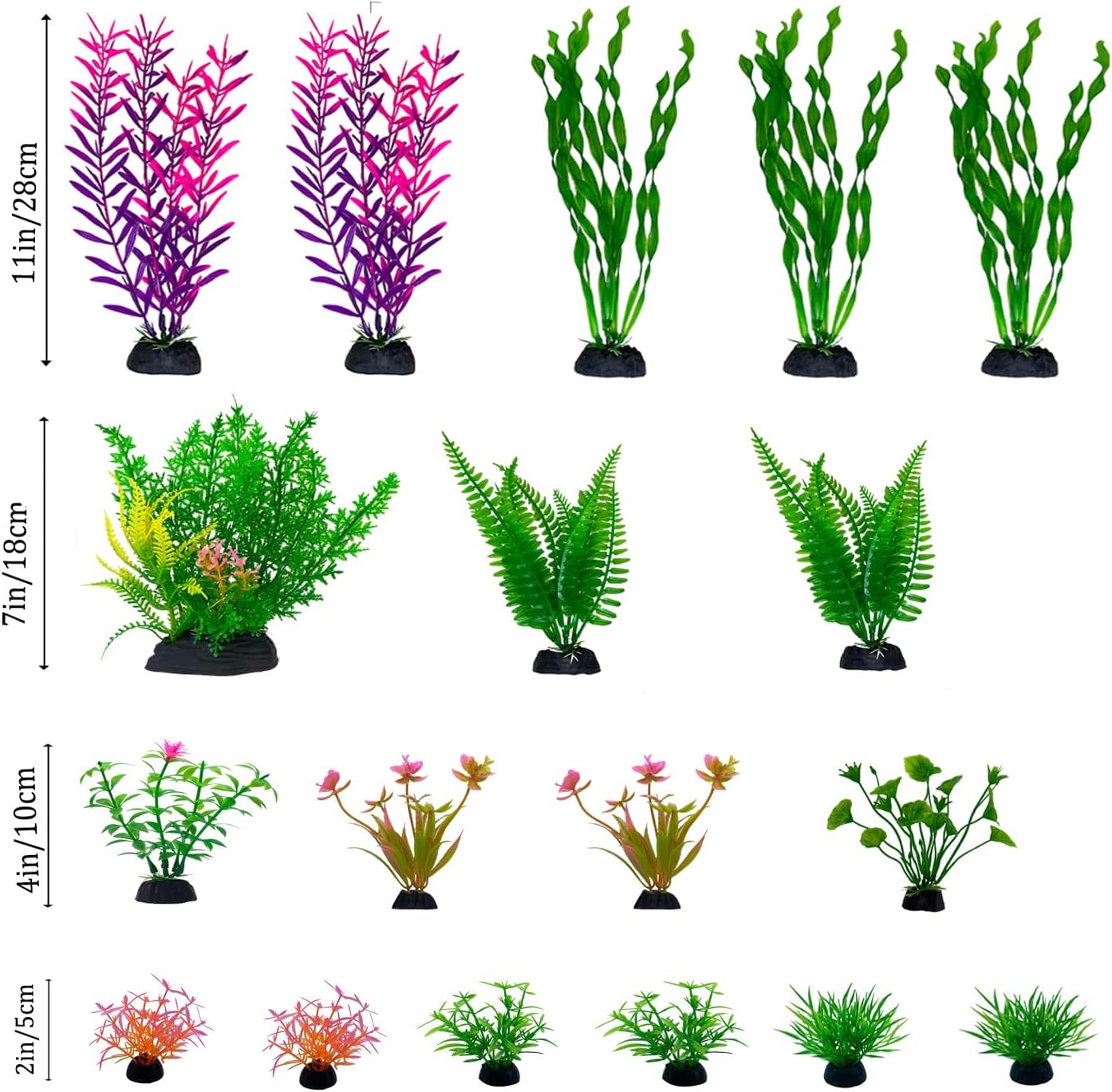 18 Pieces Colorful Artificial Fish Tank Decorations, Aquarium Decorations Fish Tank Purple Artificial Plastic Plants