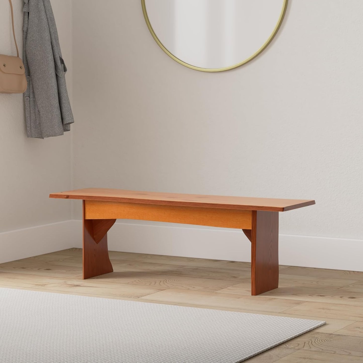 Rustic Red Door Co. Live Edge Wooden Bench - Solid Wood Dining Bench Furniture - Natural Edge Wooden Slab Bench (4' Long, Oak Wood with Cappuccino Stain)
