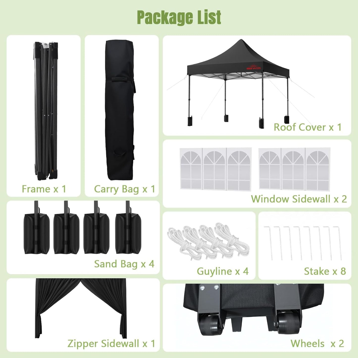 10x10 Heavy Duty Pop Up Canopy with 4 Sidewalls, 550D Commercial Easy Up Canopy Tent, Waterproof Outdoor Party Event Tent with Roller Bag, Black