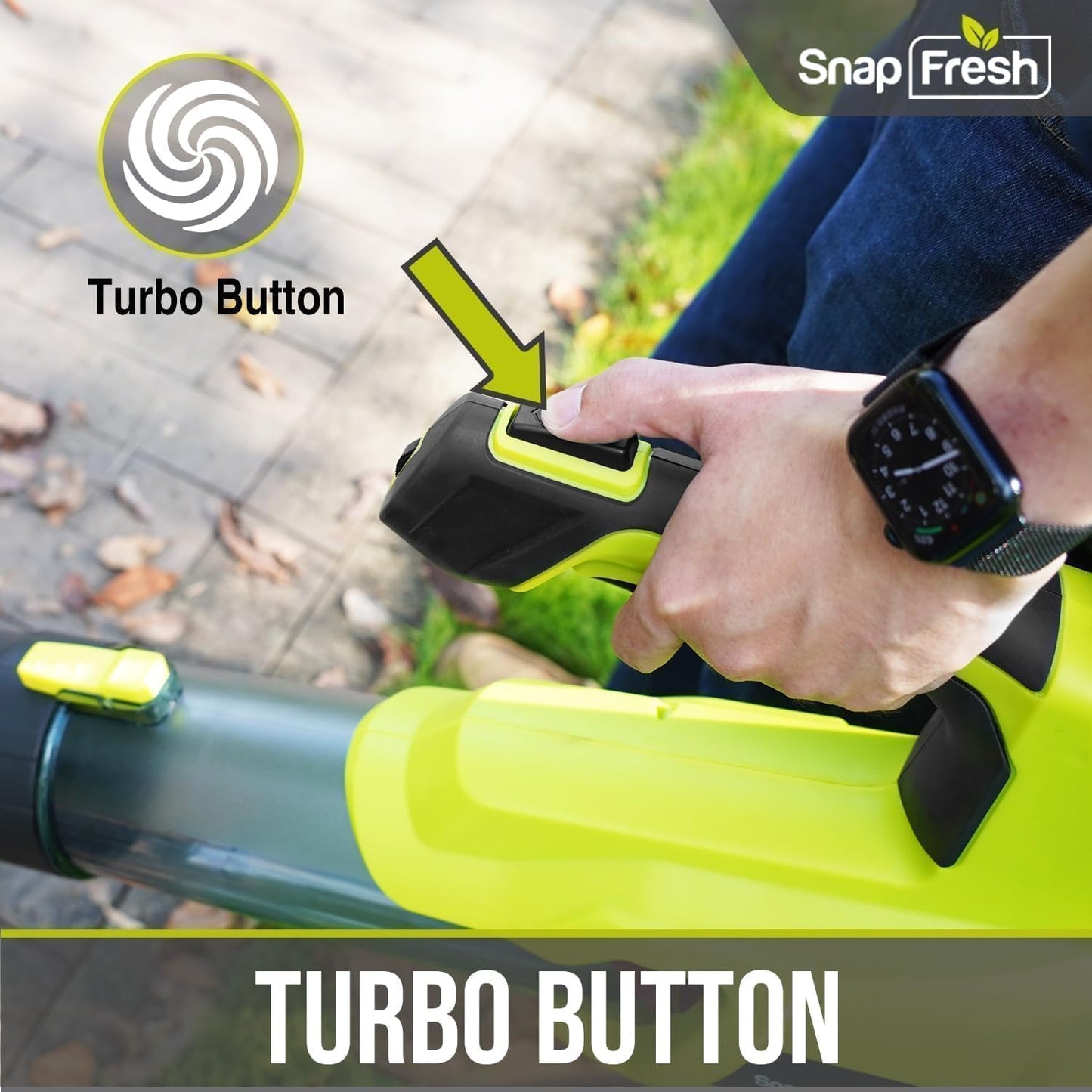 SnapFresh Cordless Leaf Blower - 550CFM Electric Leaf Blower Cordless with 2 x 4.0 Ah Battery and Fast Charger - 20V Lightweight Leaf Blower for Yard and Garden, Battery Operated Blower for Lawn Care