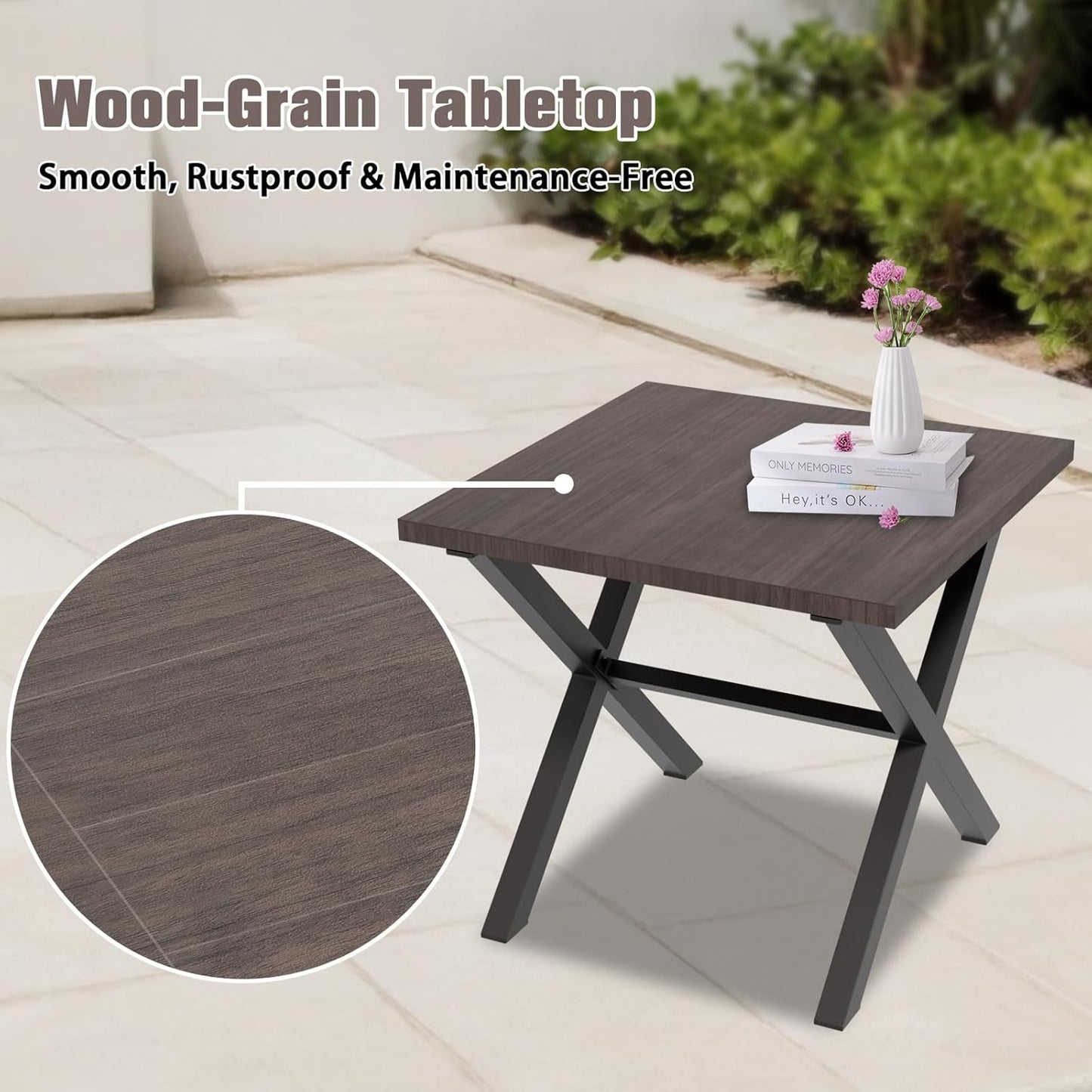 EAGLE PEAK Harbor Haven 3 Piece Wicker Patio Bistro Set, Outdoor Chairs & Side Table, Weather Resistant Furniture Set for Balcony, Deck, Garden, Brown/Beige