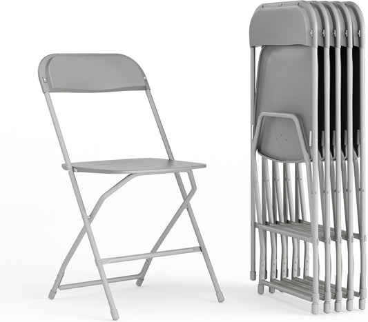Flash Furniture Hercules Series Plastic Folding Chair - Grey - 6 Pack 650LB Weight Capacity Comfortable Event Chair-Lightweight Folding Chair