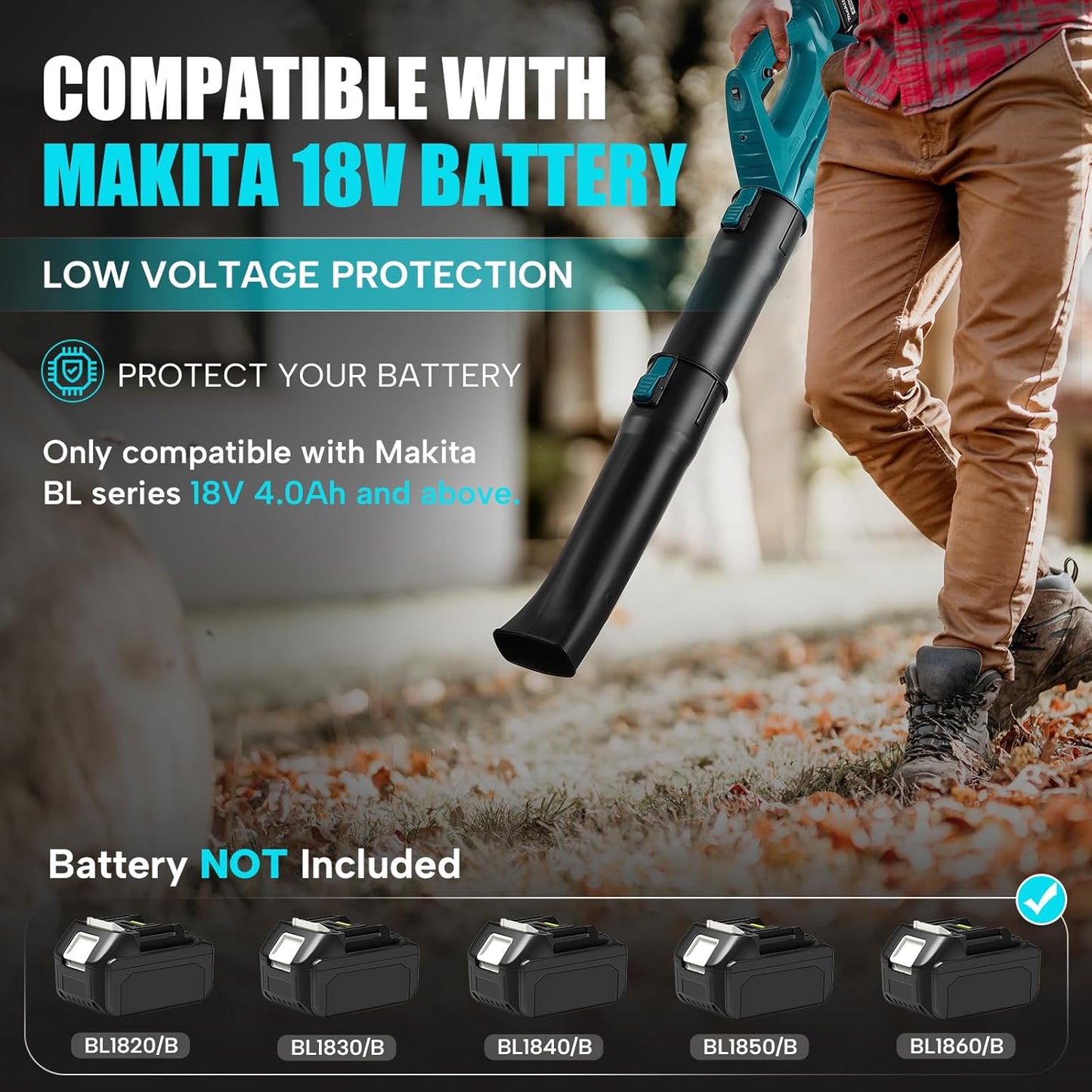 Cordless Leaf Blower for Makita 18V Battery, 450CFM 150MPH Electric Leaf Blower, 6 Speed Lightweight Handheld Leaf Blower for Lawn Care, Patio, Snow, Dust, Blowing Leaves (Battery NOT Included)