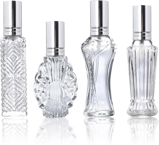 H&D HYALINE & DORA Vintage Refillable Perfume Bottles Glass Empty Spray Bottle Wedding Gifts Car Decor Set of 4