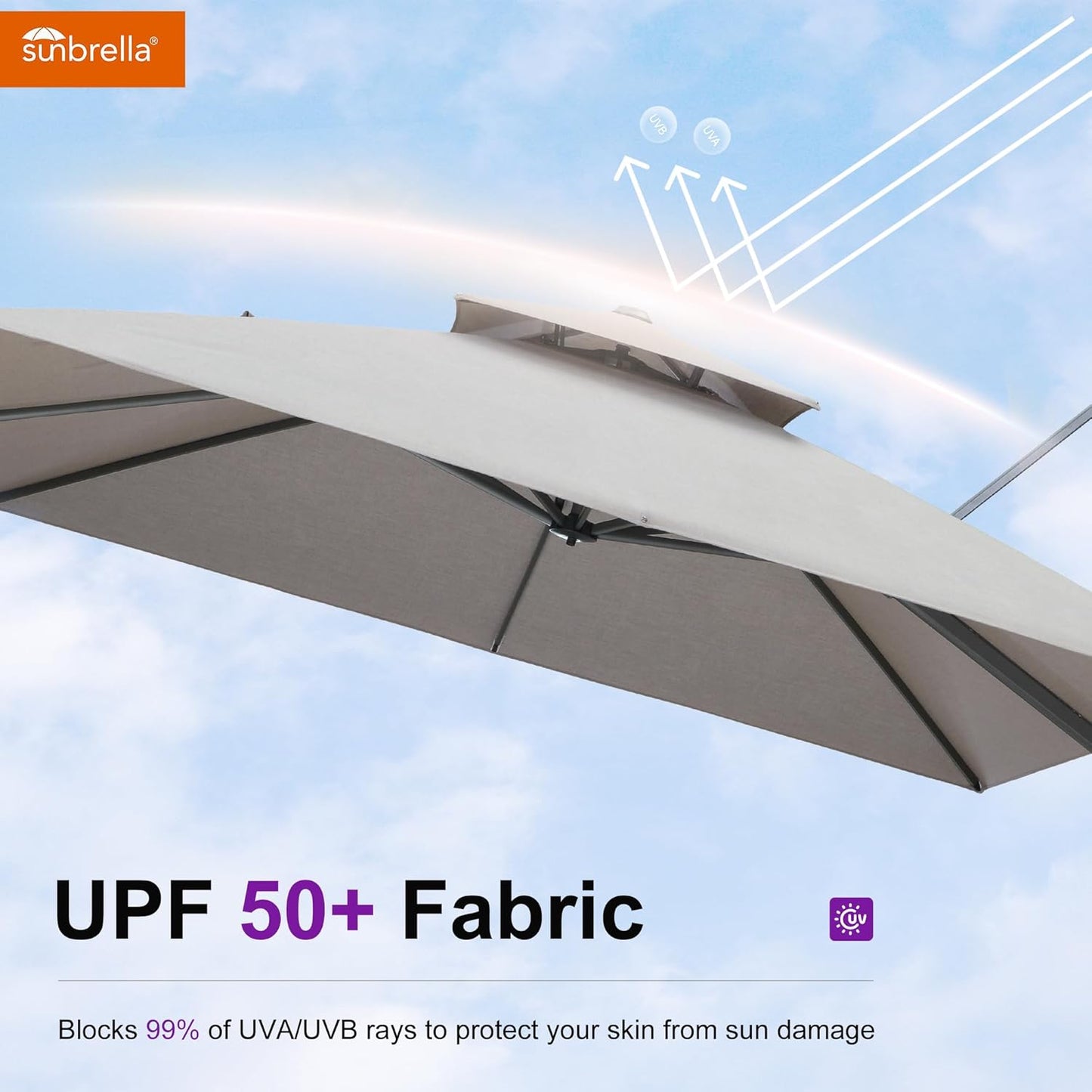 PURPLE LEAF Patio Umbrella 10' X 13' Outdoor Cantilever Umbrella Large Rectangle Double Top Heavy Duty Offset Umbrella with 360-Degree Rotation for Pool Garden Deck Cast Ash