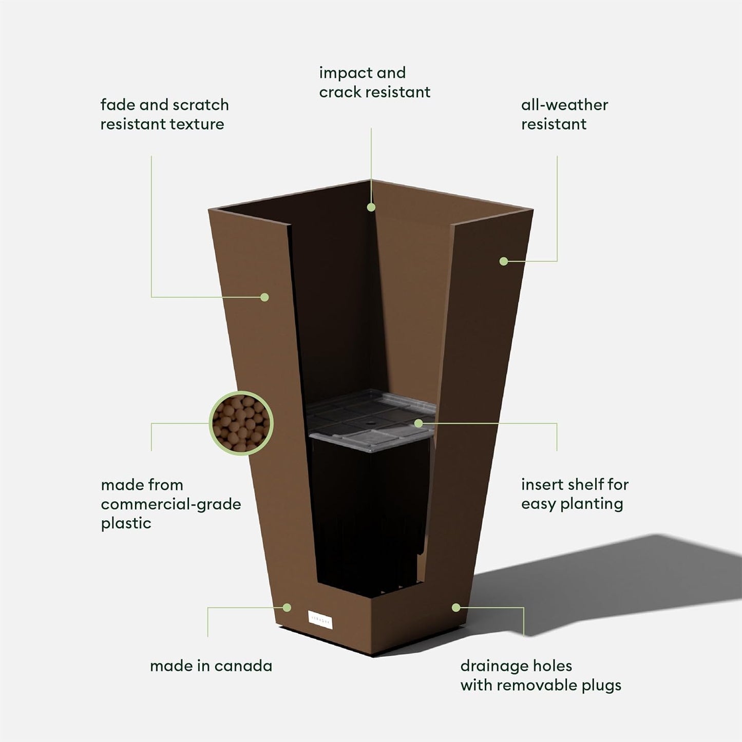 Veradek V-Resin Indoor/Outdoor Taper Planter (26 inch, Espresso)