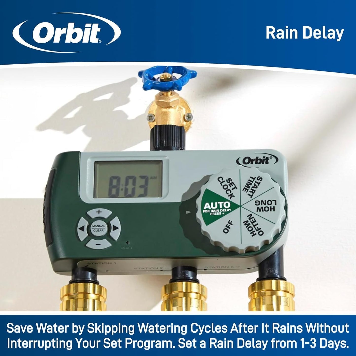 3-Pack Orbit 56082 3-Outlet Hose Watering Timer, Green…