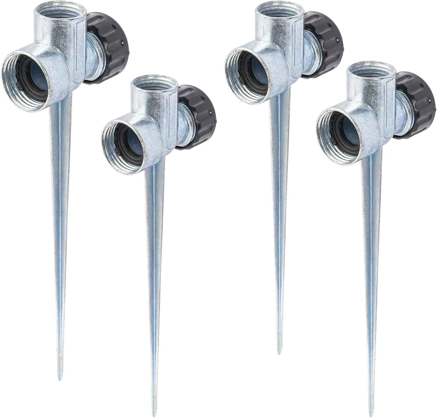 Hourleey 4 Pack 1/2 inch Zinc Alloy Lawn Sprinkler Spike Base, Water Flow Thru Sprinkler for Yard, Lawn, Garden and Grass Irrigation