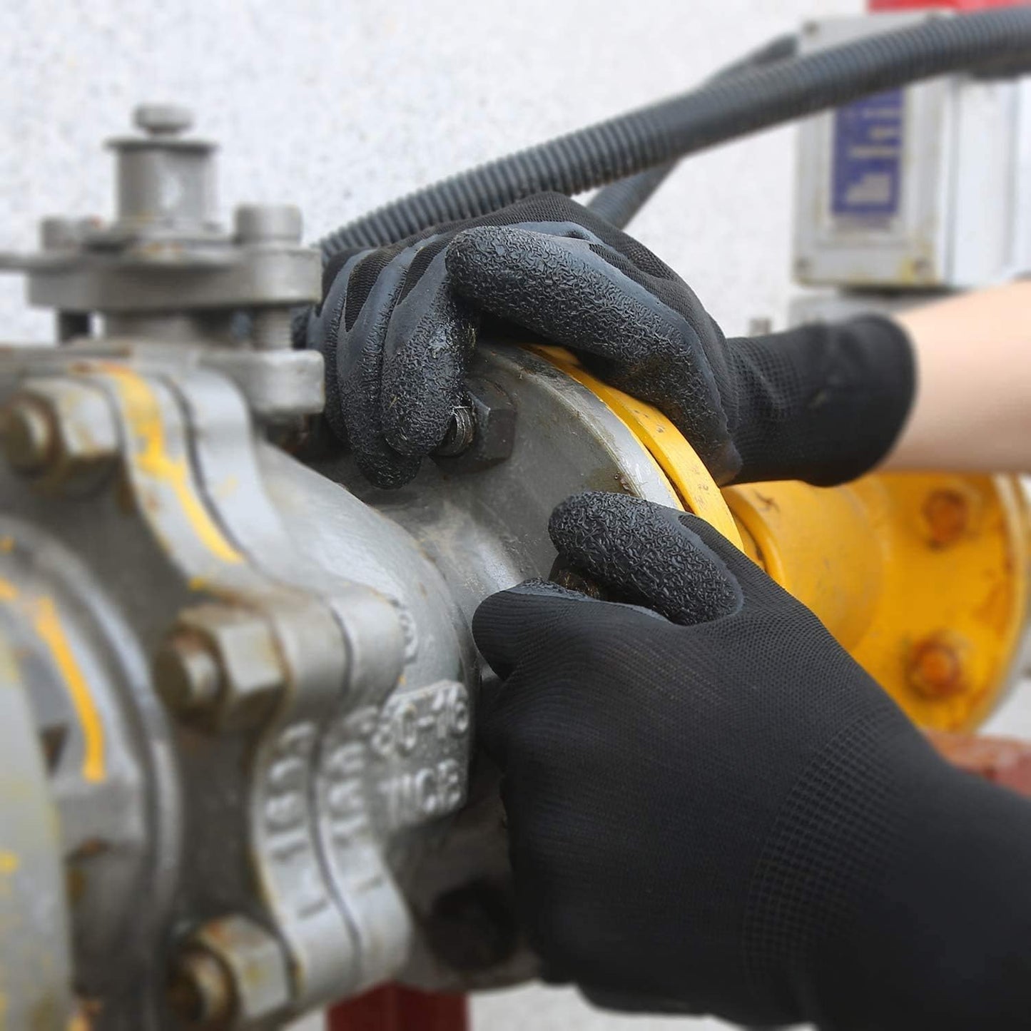 Evridwear Crinkle Latex Rubber Hand Coated Safety Work Gloves for Men Women General Multi Use Construction Warehouse Gardening Assembly Landscaping (XS-Size) 12 Pairs Pack