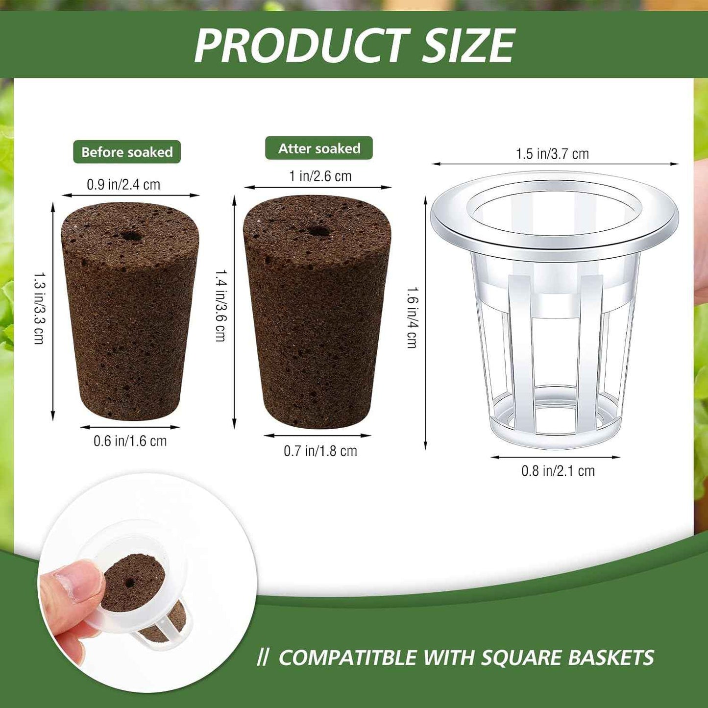 Ziliny 200 Pcs Grow Sponges Pods Kit, Includes 100 Grow Sponges, 100 Root Plant Basket, Root Growing Kit Replacement Pod Cups Hydroponic Pods Garden Accessories for Indoor Herb Growing System