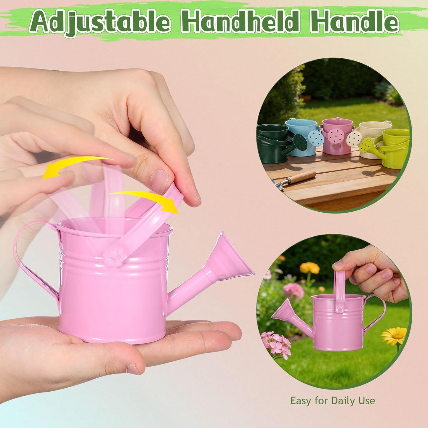 DOITOOL Kids Metal Watering Can for Gardening, 5Pcs Small Iron Watering Can Garden Watering Bucket for Gardening Plants Flowers (Mixed Color)