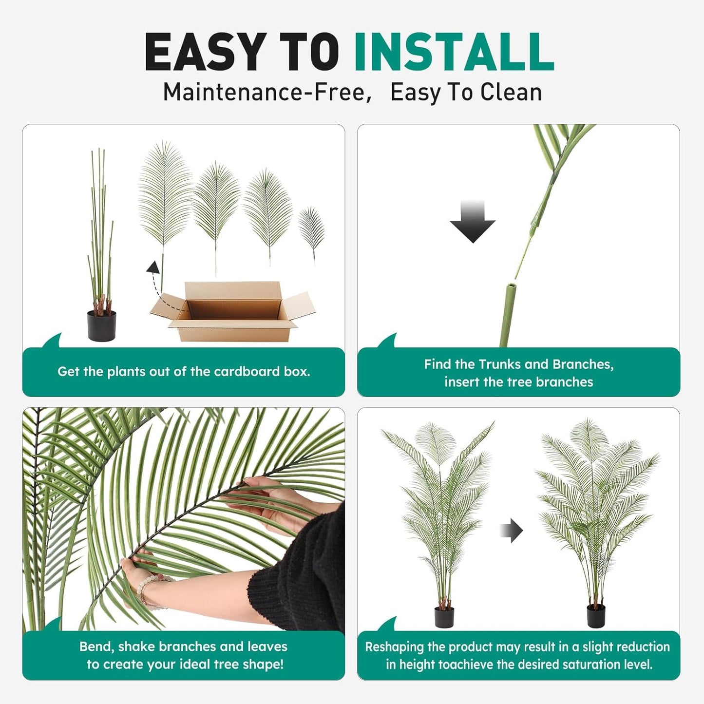 Artificial Palm Tree 7FT Tall Faux Palm Tree Indoor Fake Plants Faux Tropical Plant, UV Resistant & Maintenance Free Indoor/Outdoor Fake Tree in Pot for Home Office Living Room Patio Decor