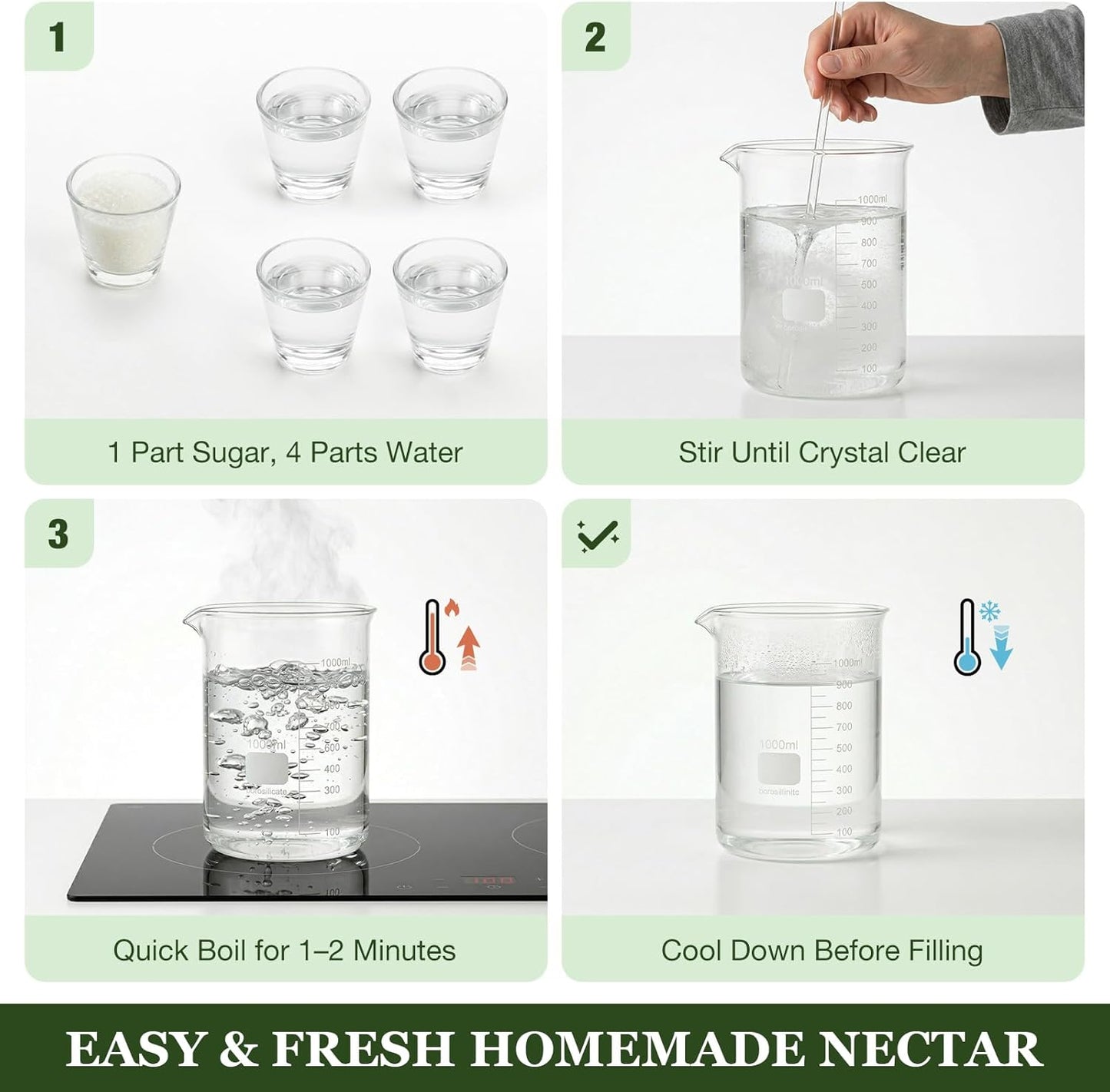 Kingsyard Glass Hummingbird Feeder 25oz – Ant Moat, 6 Bee-Proof Ports, 360° Perch