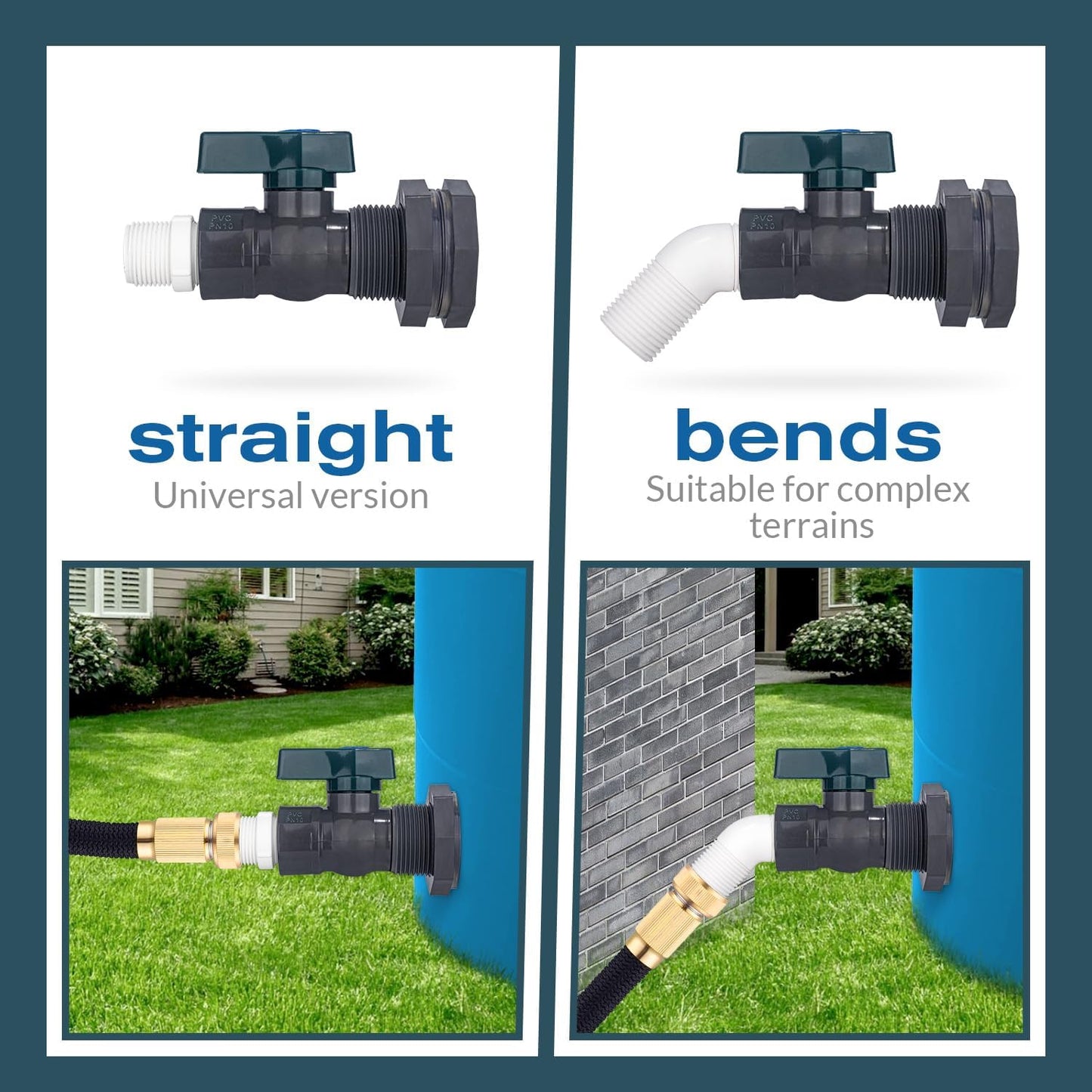2 Pack Rain Barrel Spigot, 3/4" GHT Water Barrel Spigot Kit PVC Bucket Spigot with Bulkhead Fitting PVC Faucet Spigot Quarter Turn Ball Valve Spigot for Water Tanks, Aquariums,Garden Barrel