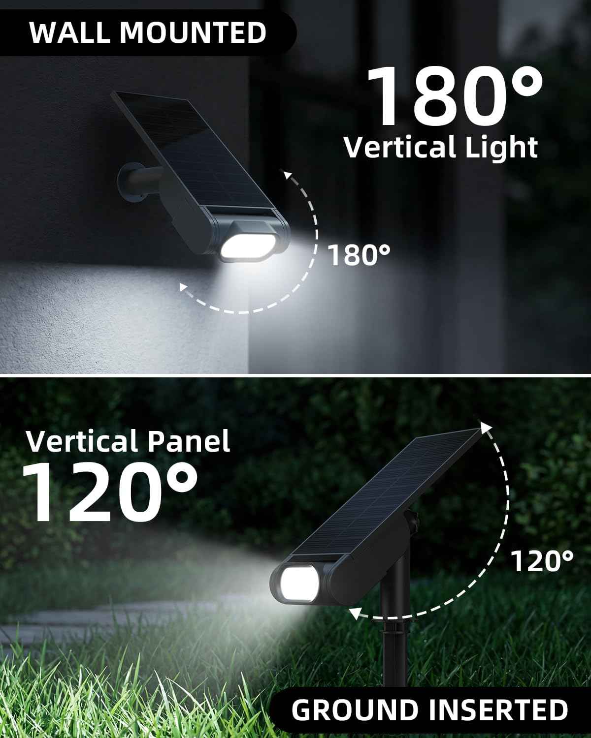 EZVALO Solar Spot Lights Outdoor IP67 Waterproof, Adjustable Solar Landscape Lights, 3 Lighting Modes Solar Spotlights for Outside Yard Garden Plant Trees Pathway Flag (Warm White-6Pack)